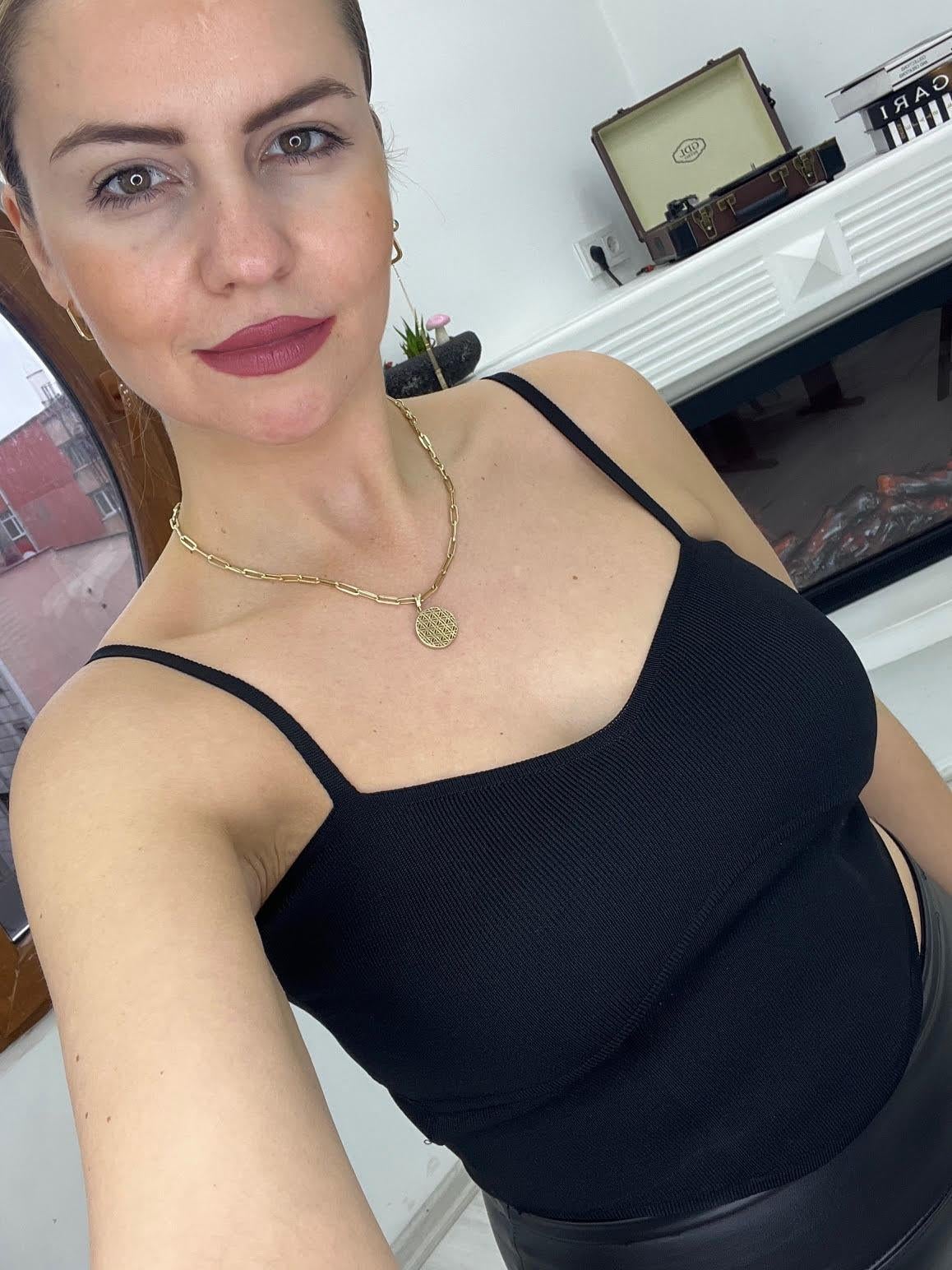 3589 Askılı Crop SİYAH