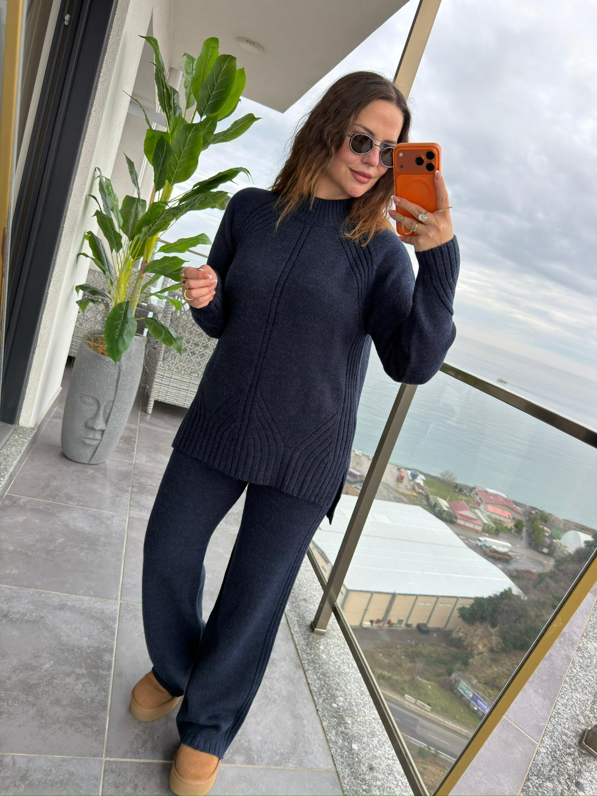 3772 Pantolonlu Triko Takım LACİVERT