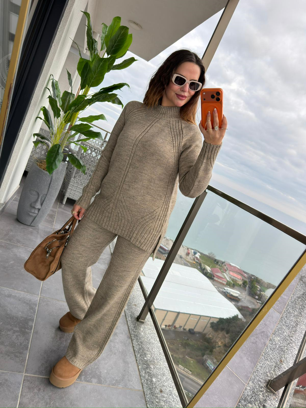 3772 Pantolonlu Triko Takım VİZON