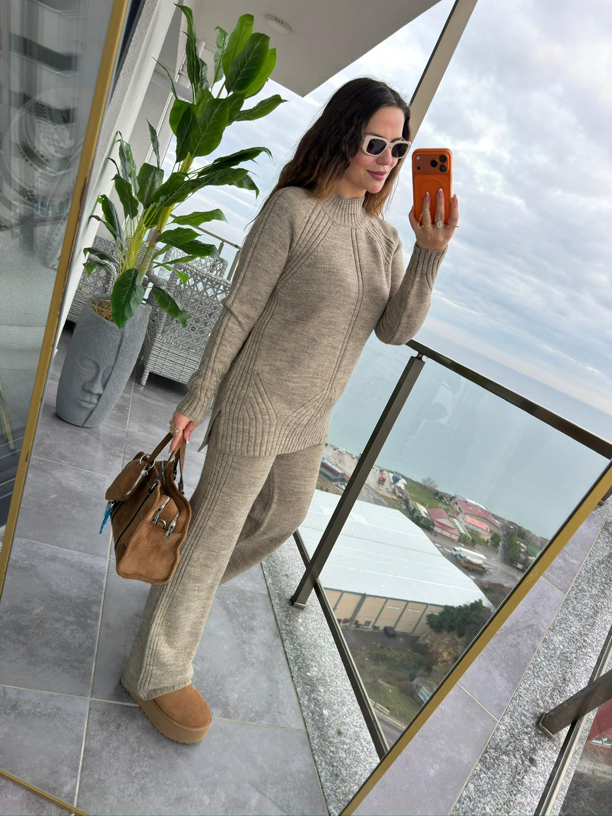 3772 Pantolonlu Triko Takım VİZON