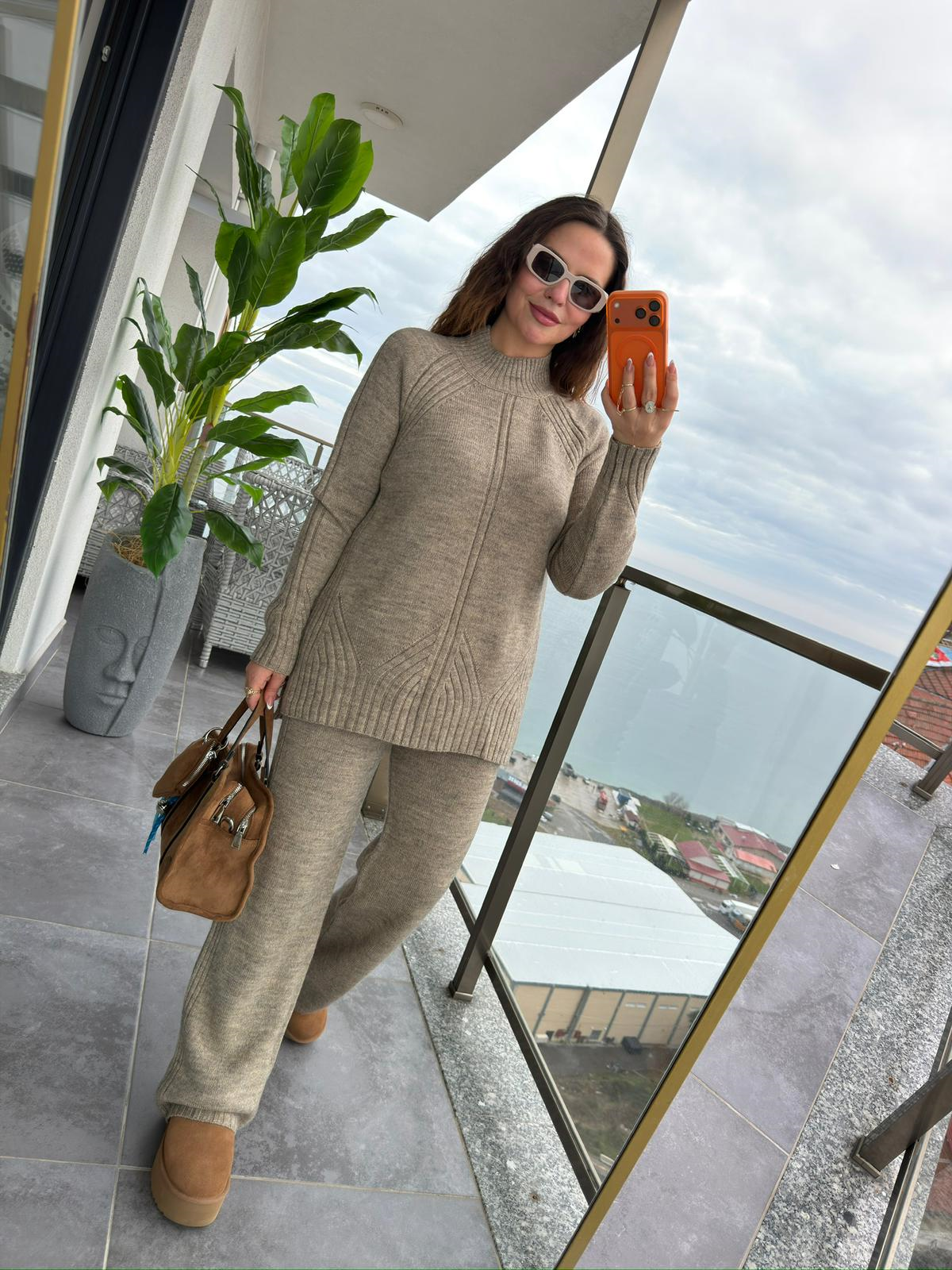 3772 Pantolonlu Triko Takım VİZON