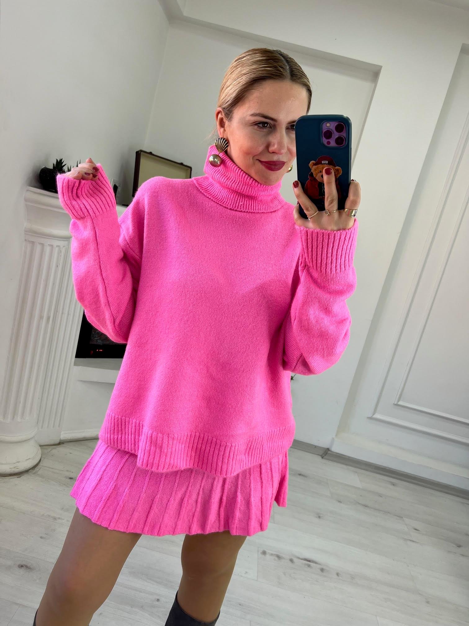 4000 Etekli Triko Takım PEMBE