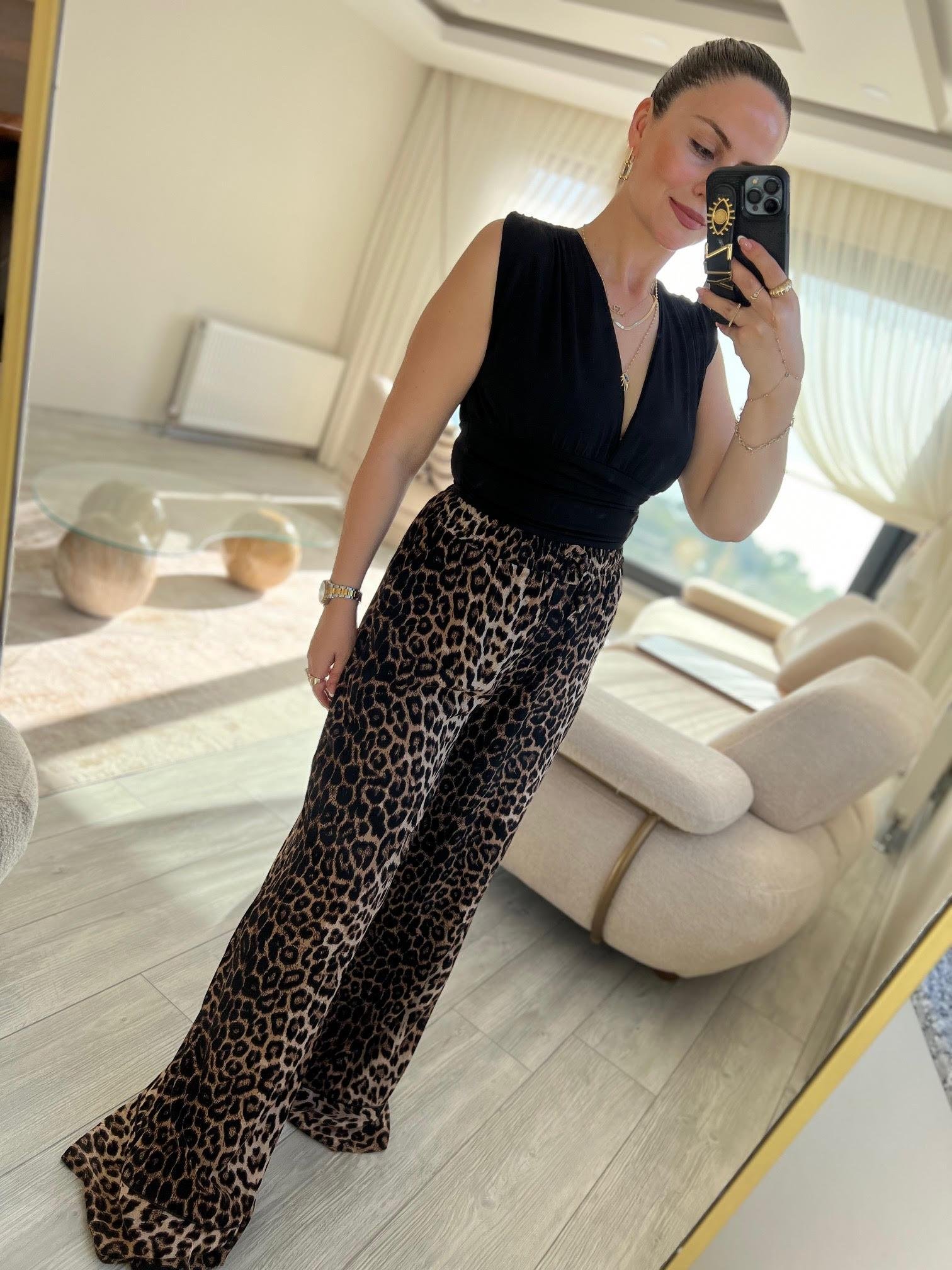 40194 Biye Detaylı Pantalon LEOPAR