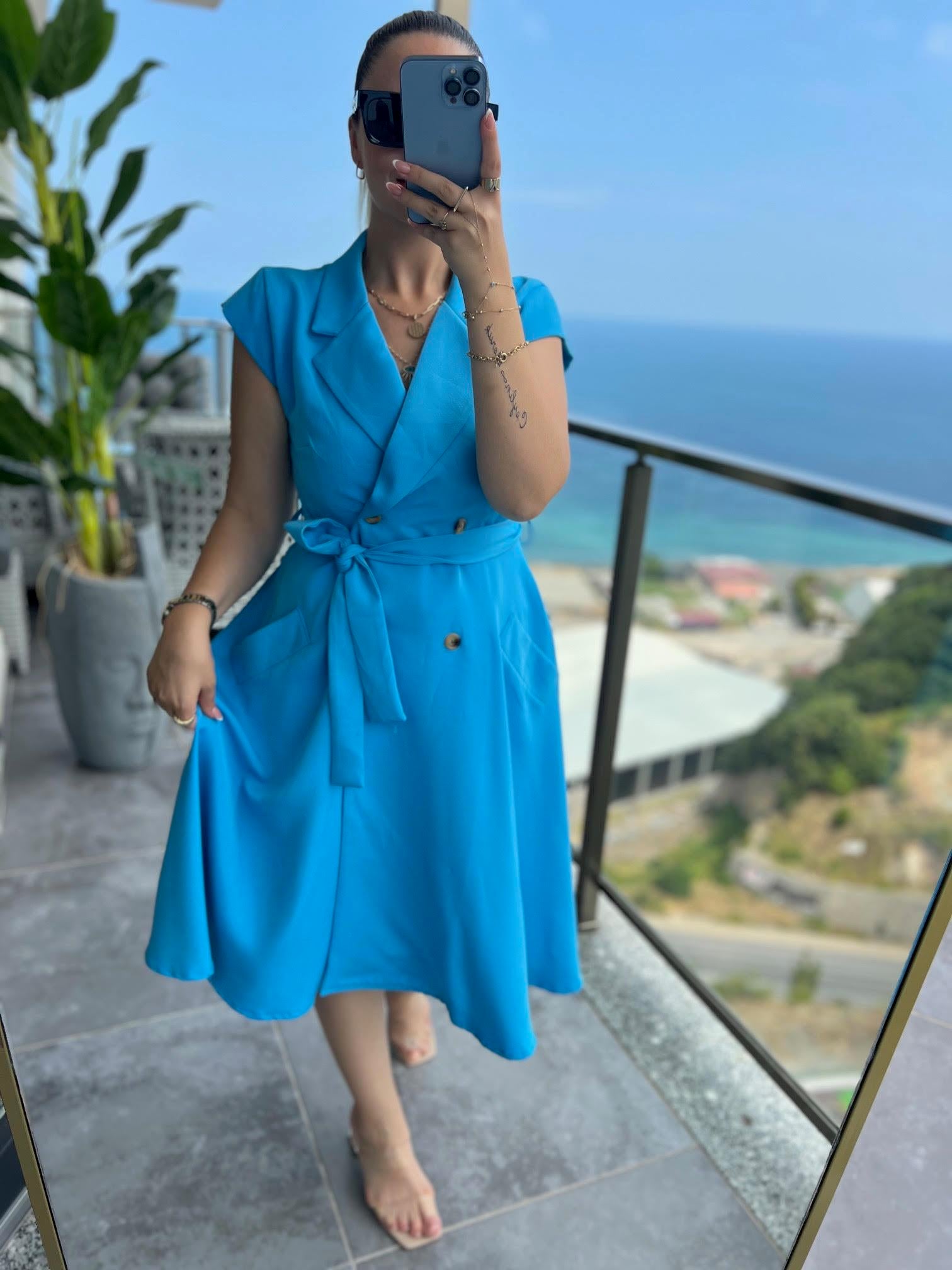 4070 Ceket Elbise MAVİ