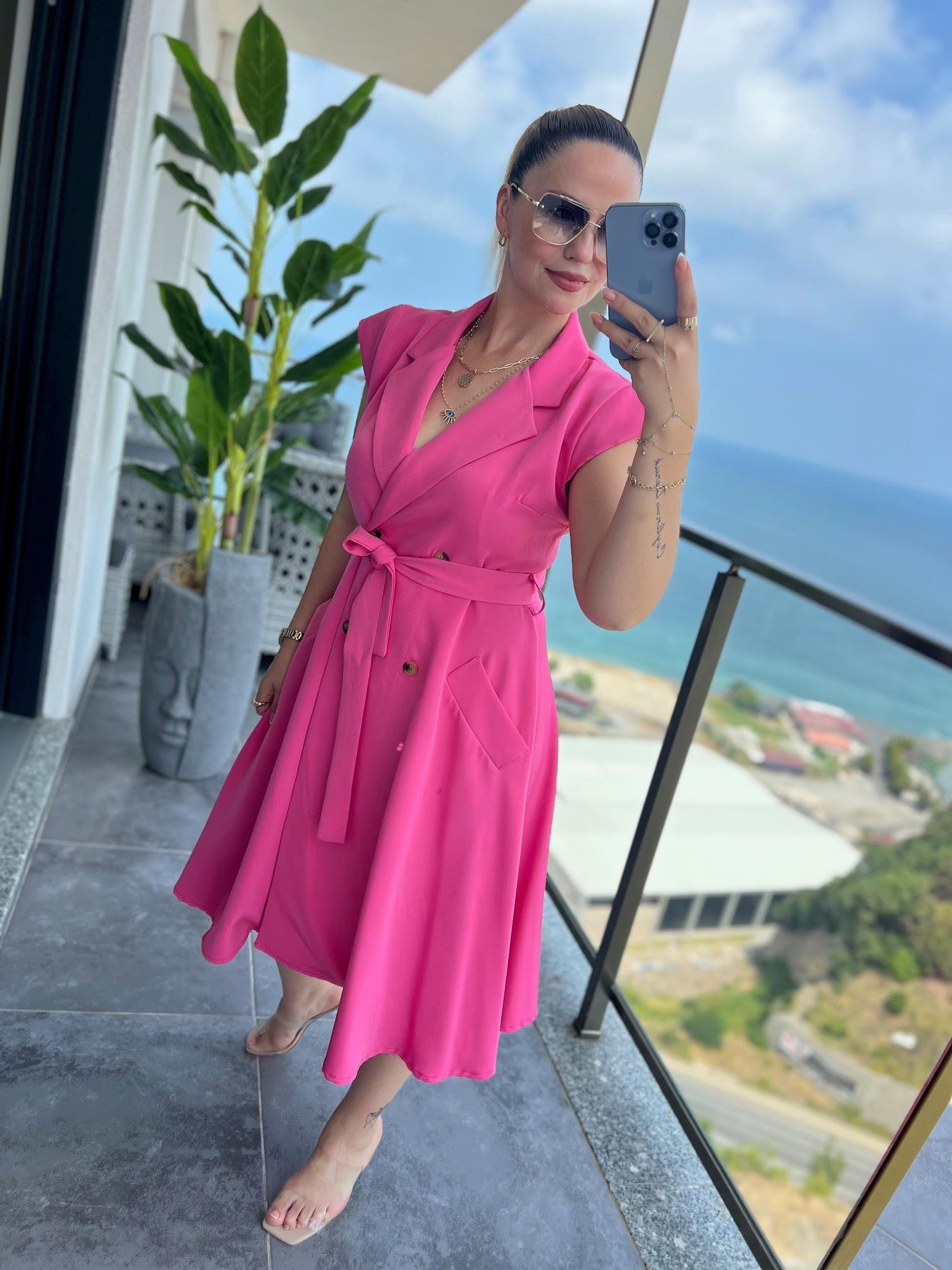 4070 Ceket Elbise PEMBE