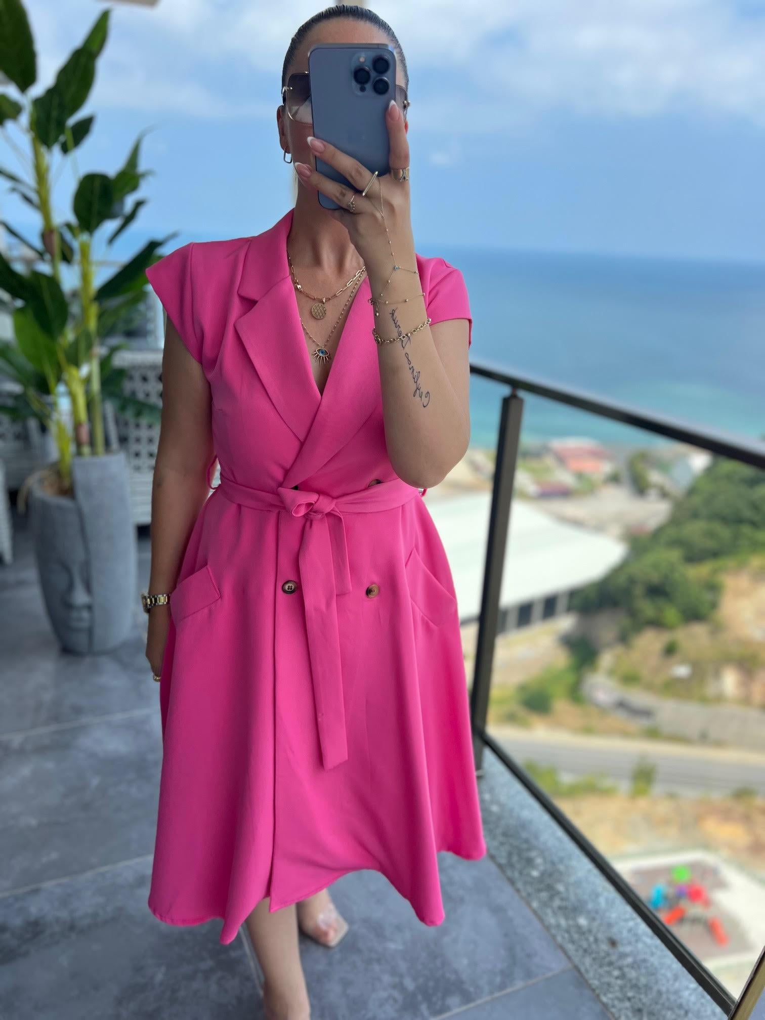 4070 Ceket Elbise PEMBE