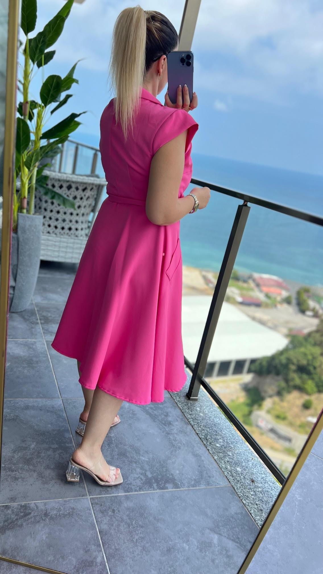 4070 Ceket Elbise PEMBE