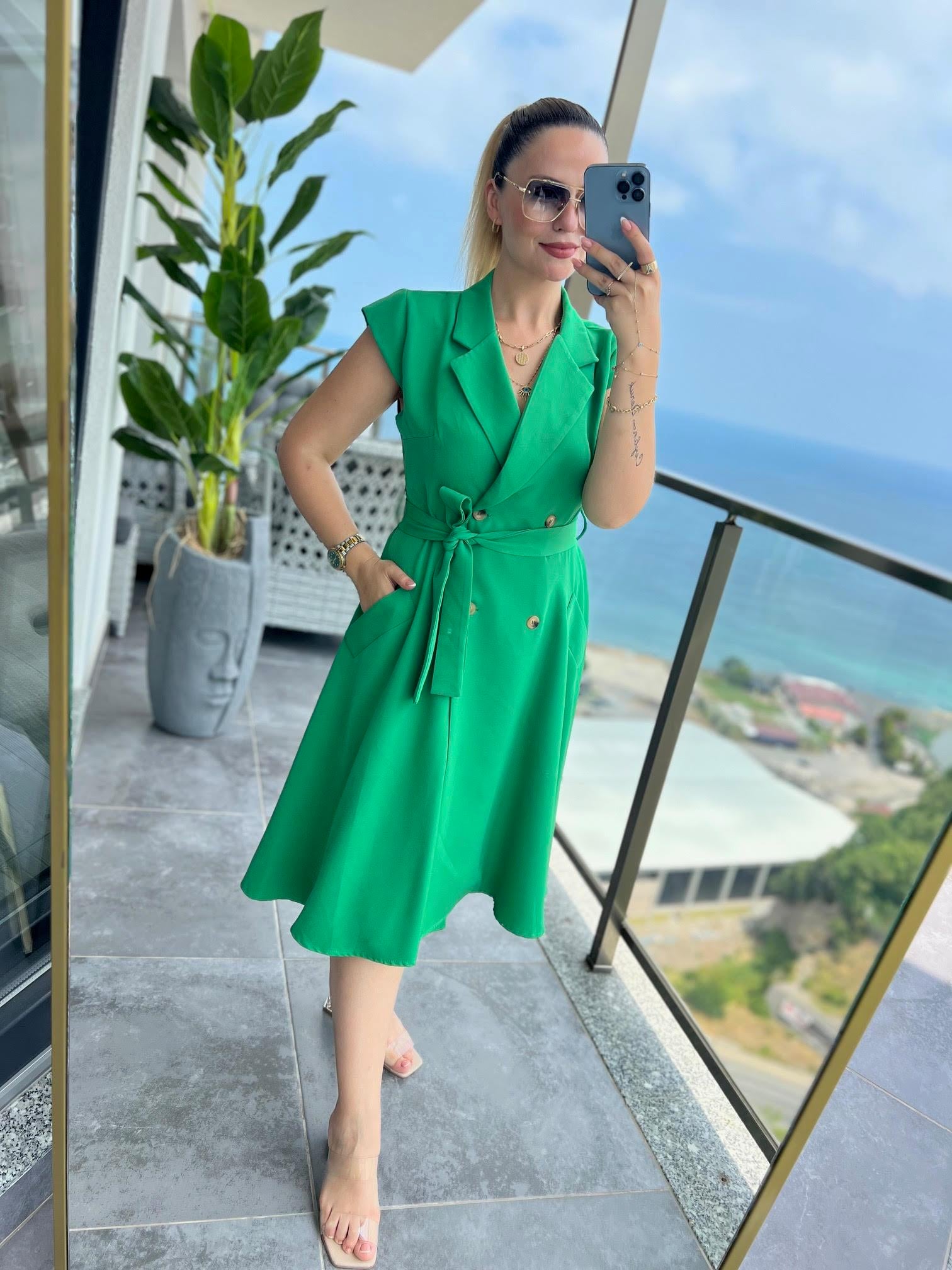 4070 Ceket Elbise YEŞİL