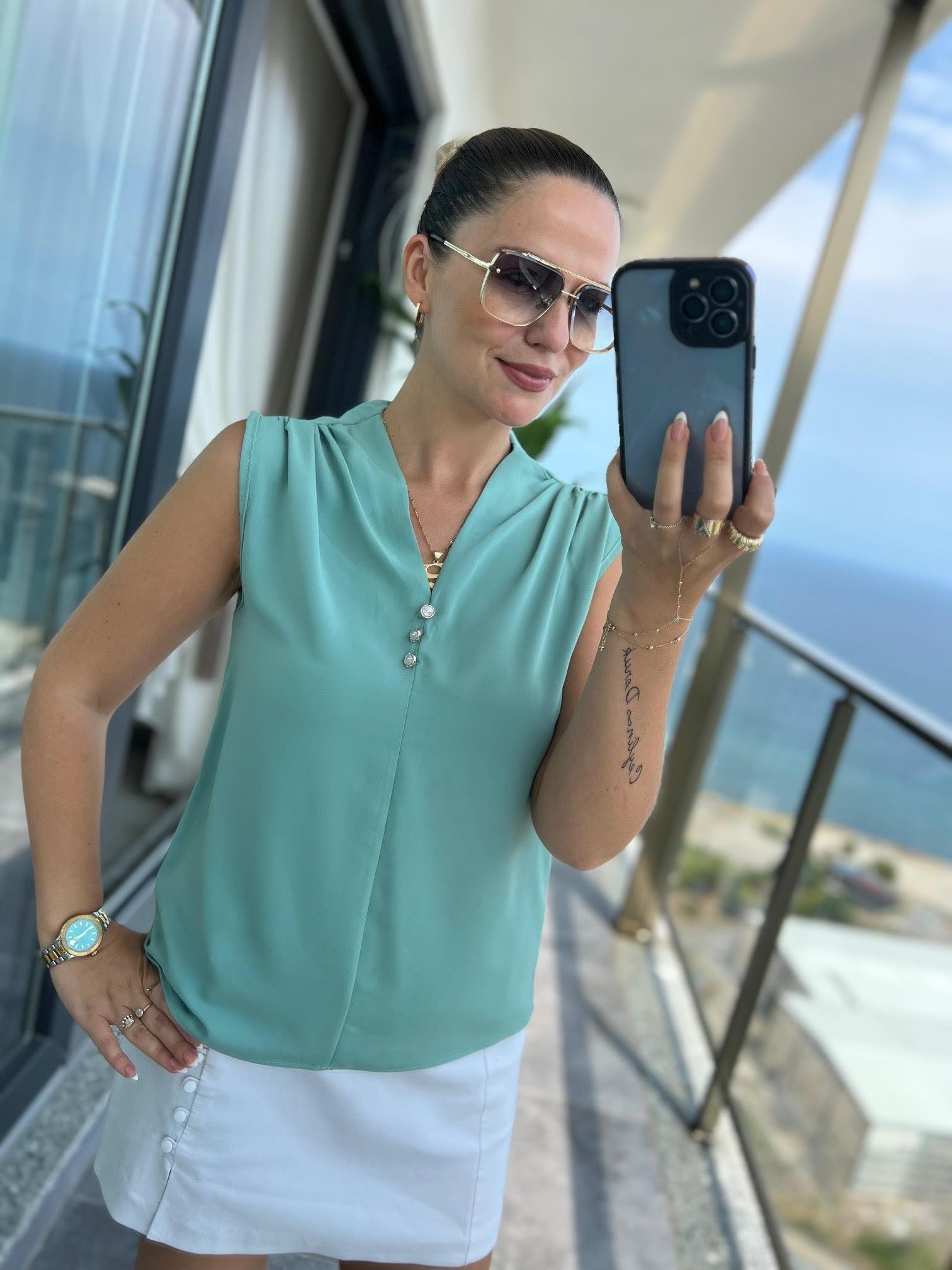 4083 Düğmeli Bluz MİNT