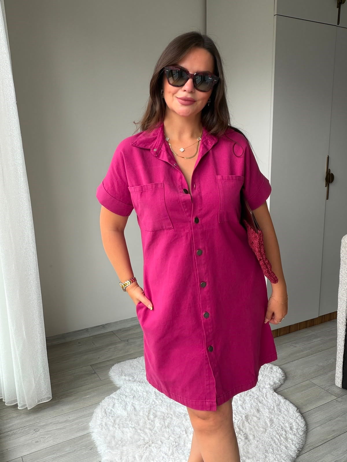 410 Yıkamalı Gabardin Elbise BORDO