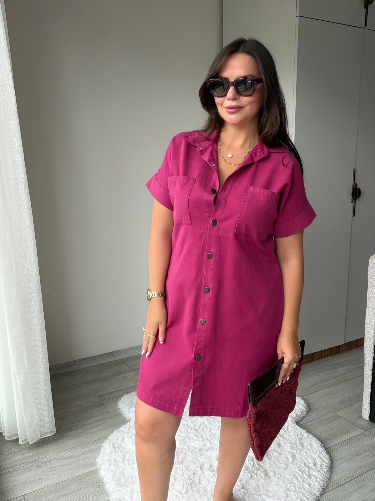 410 Yıkamalı Gabardin Elbise BORDO