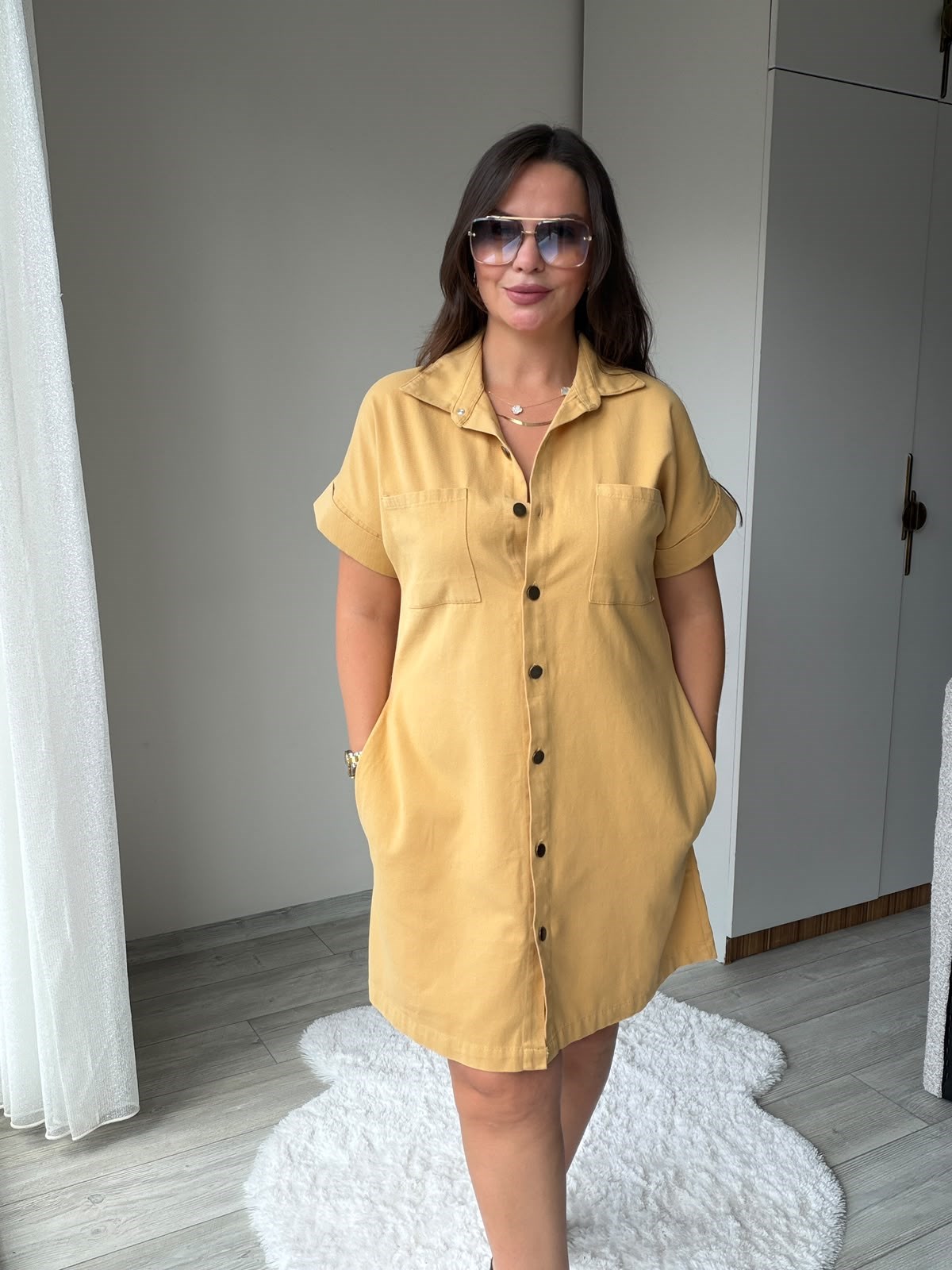 410 Yıkamalı Gabardin Elbise HARDAL