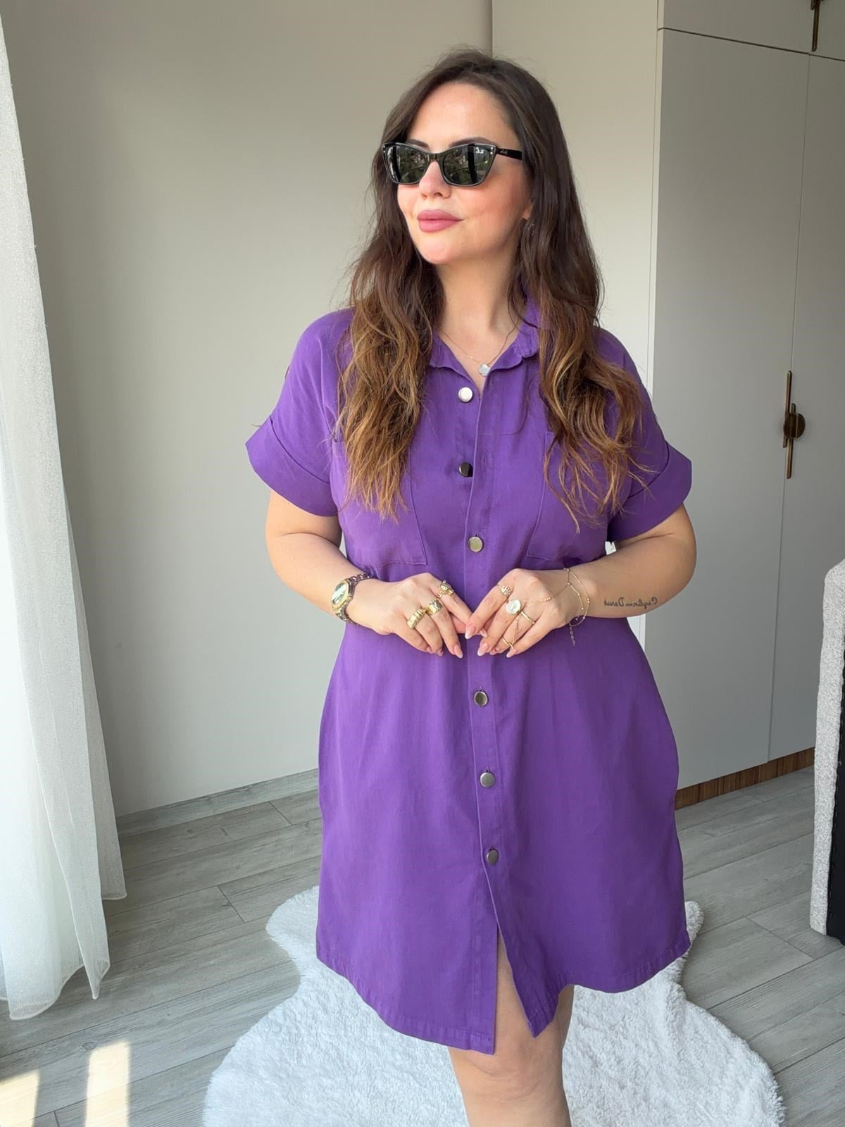 410 Yıkamalı Gabardin Elbise MOR