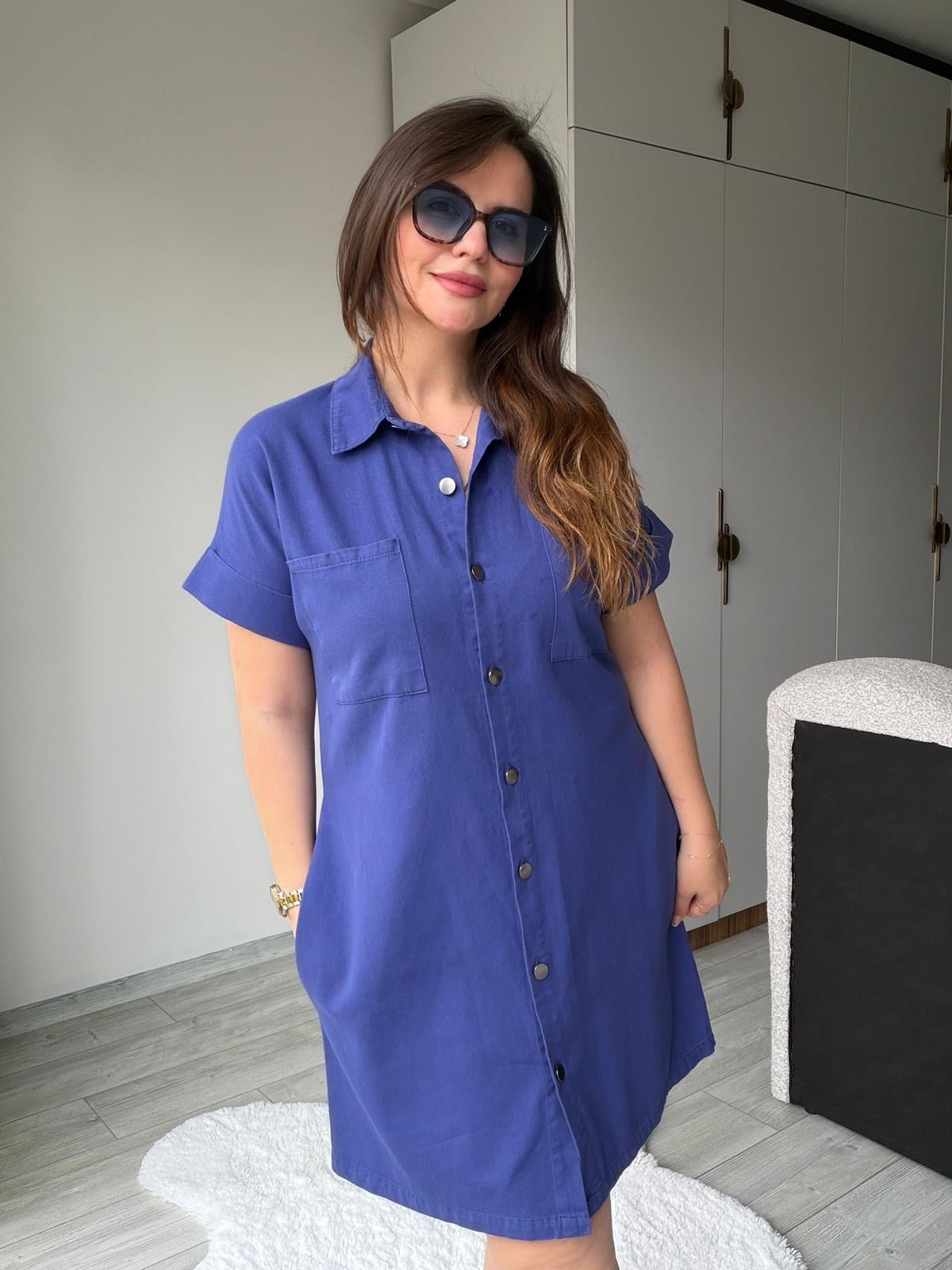 410 Yıkamalı Gabardin Elbise SAKS