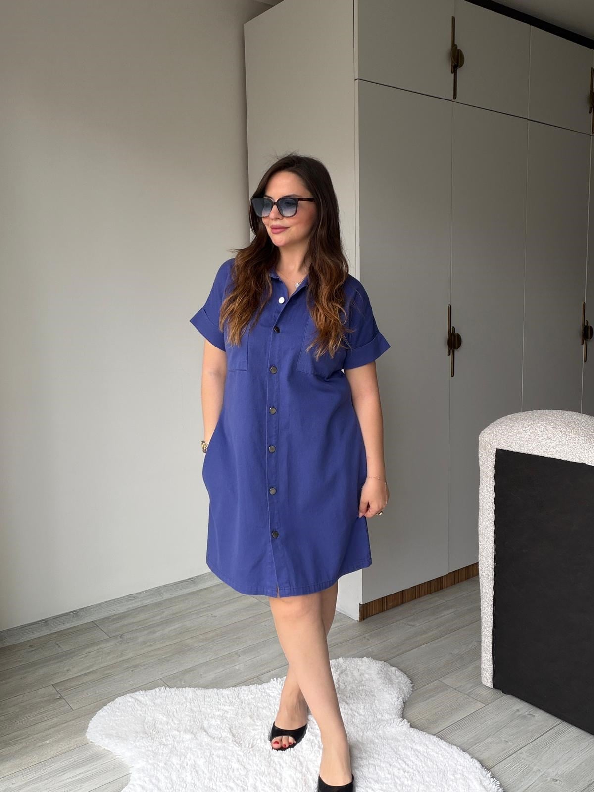 410 Yıkamalı Gabardin Elbise SAKS