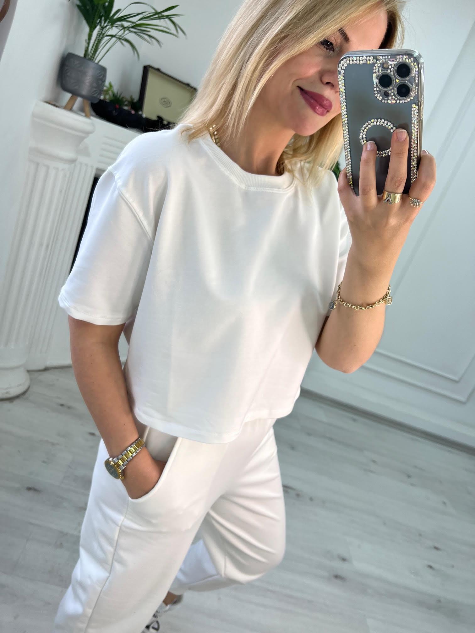 4184 İki İplik Kısa Tshirt BEYAZ