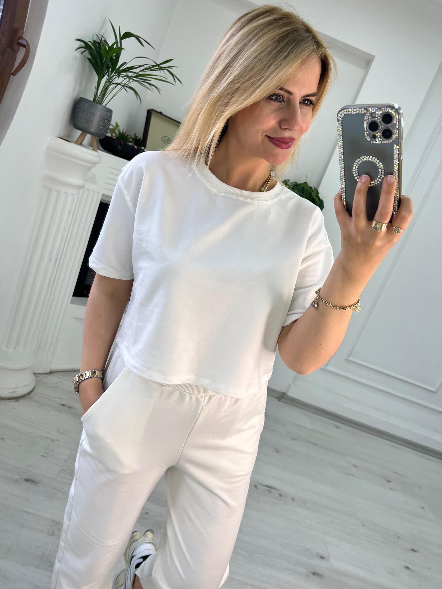 4184 İki İplik Kısa Tshirt BEYAZ