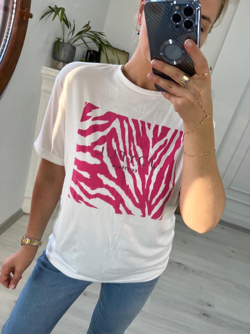 4266 Zebra Varak Baskılı Tshirt FUŞYA