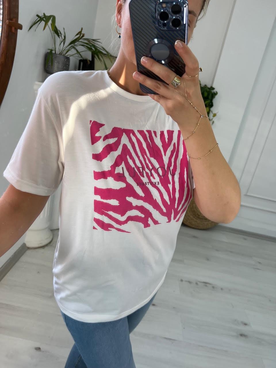 4266 Zebra Varak Baskılı Tshirt FUŞYA