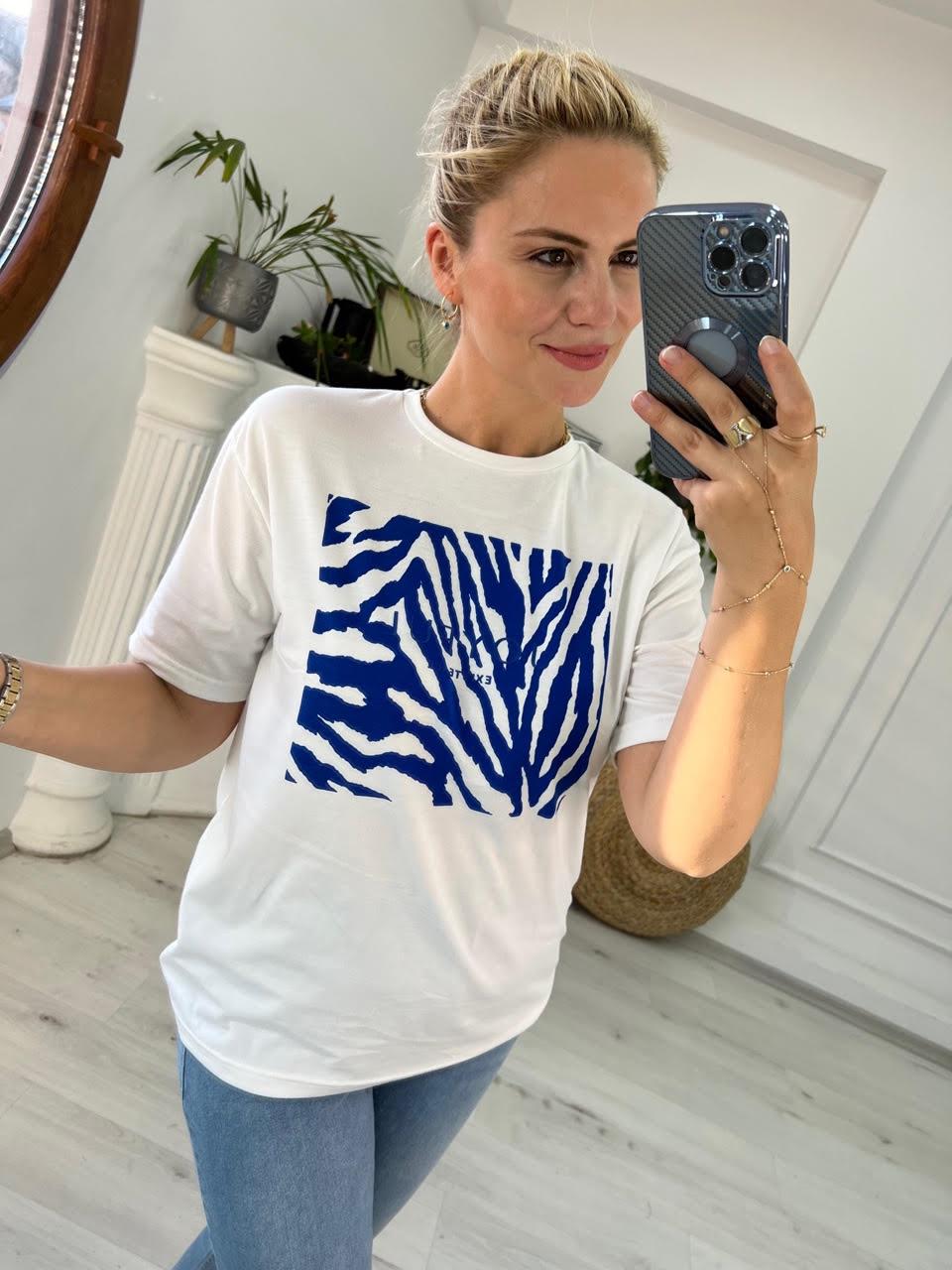 4266 Zebra Varak Baskılı Tshirt SAKS