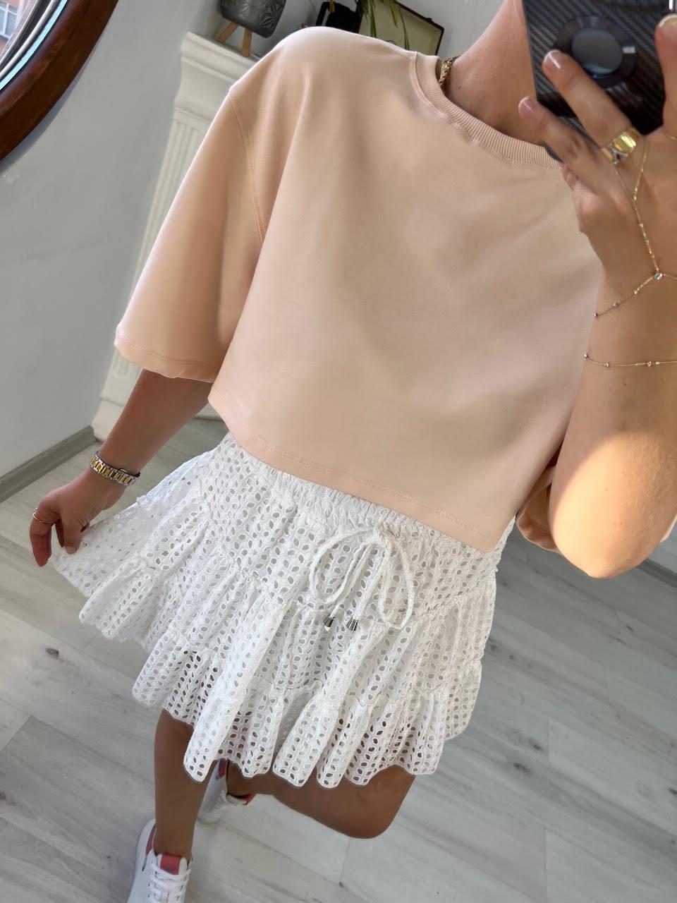 4274 2 İplik Kısa Kollu Tshirt BEJ