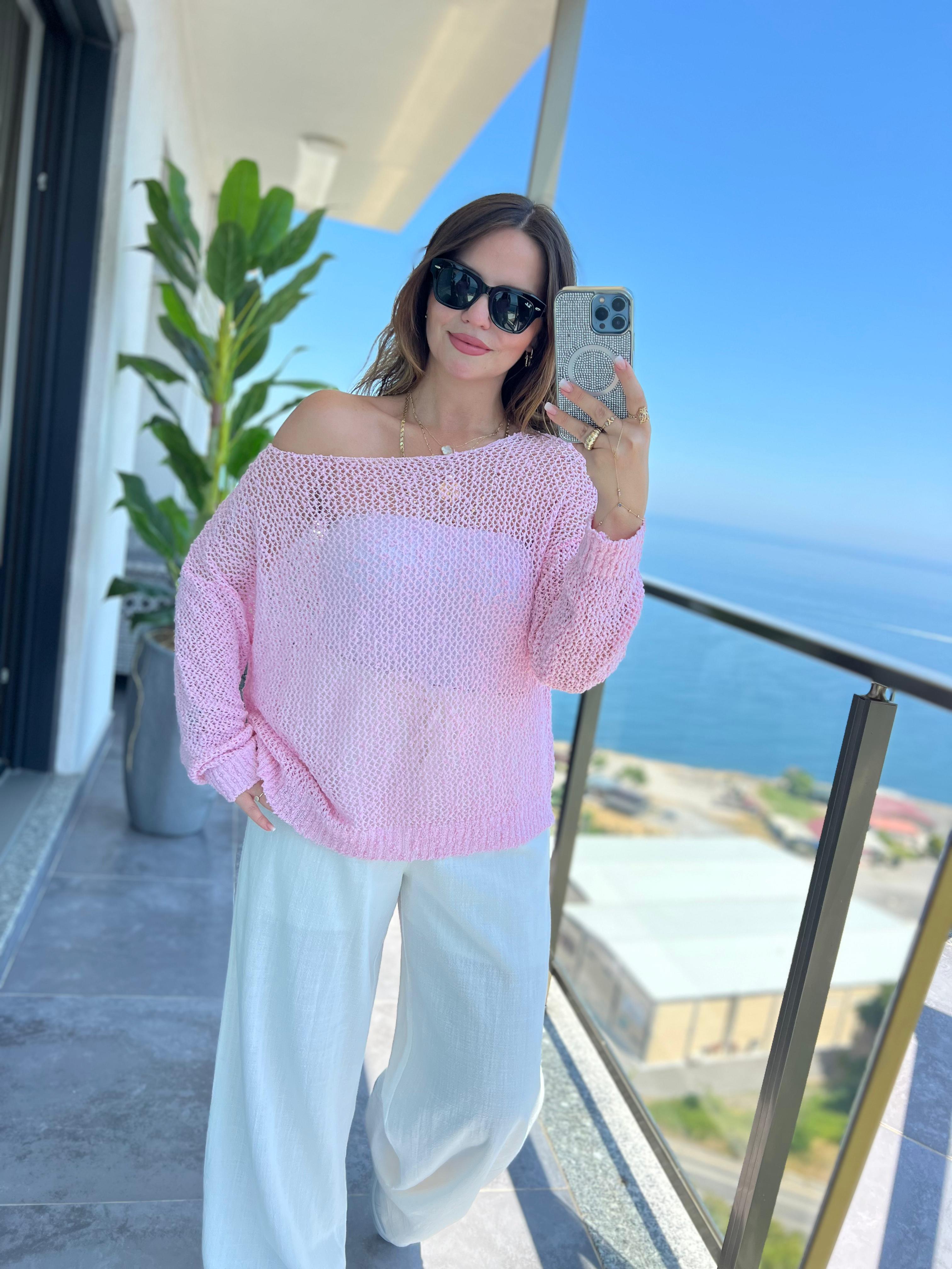 4412 Delikli Triko PEMBE