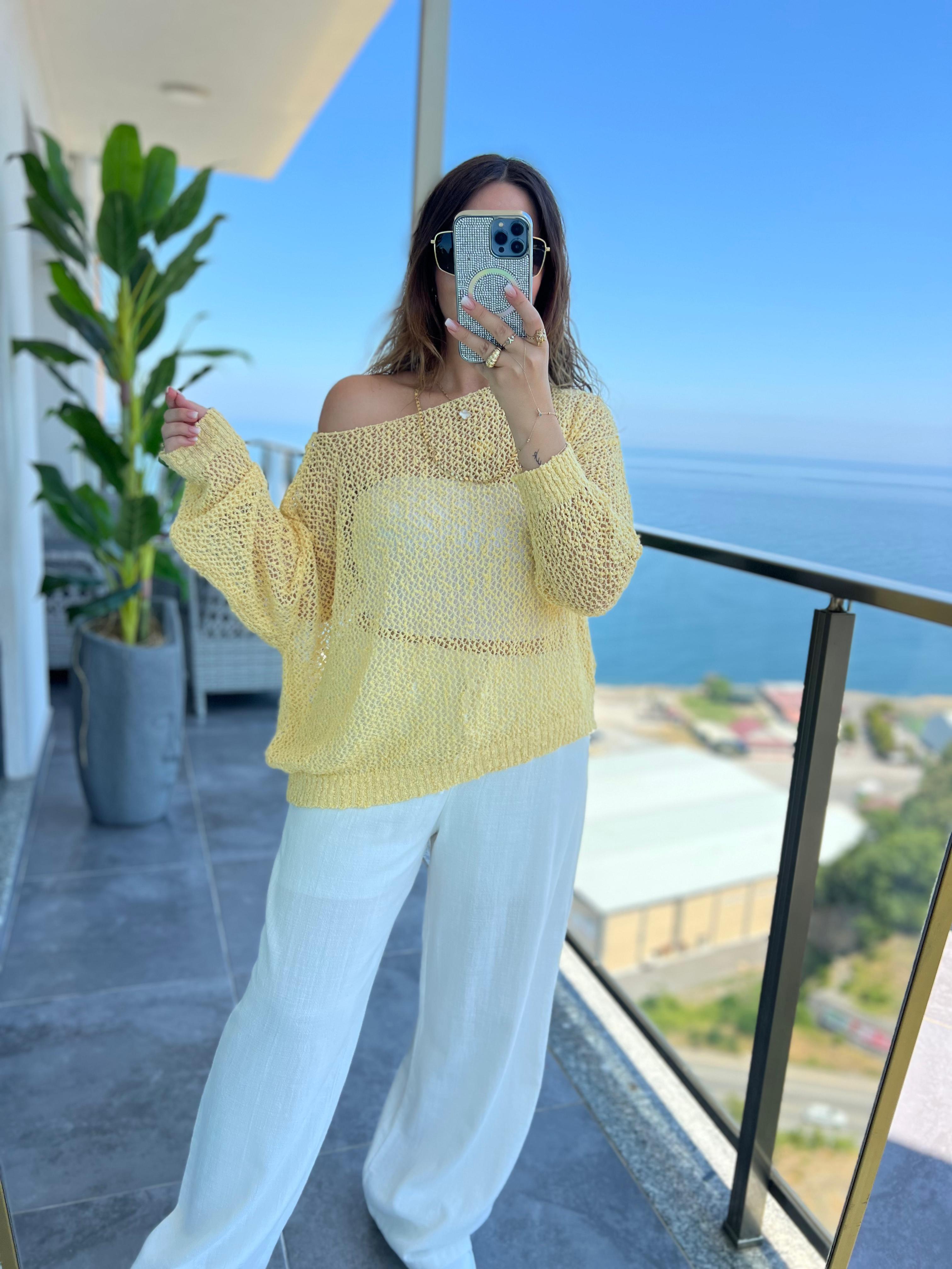 4412 Delikli Triko SARI