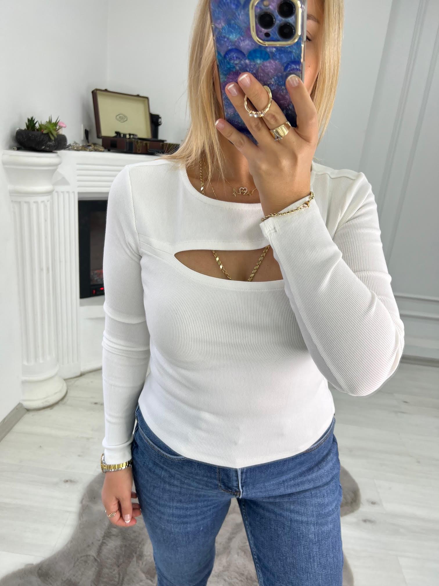 4536 Önü Açık Bluz BEYAZ