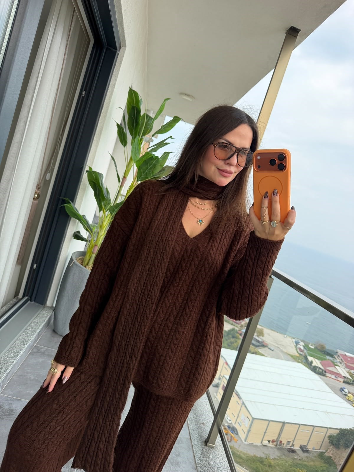 4571 V Yaka Trıko Takım KAHVE