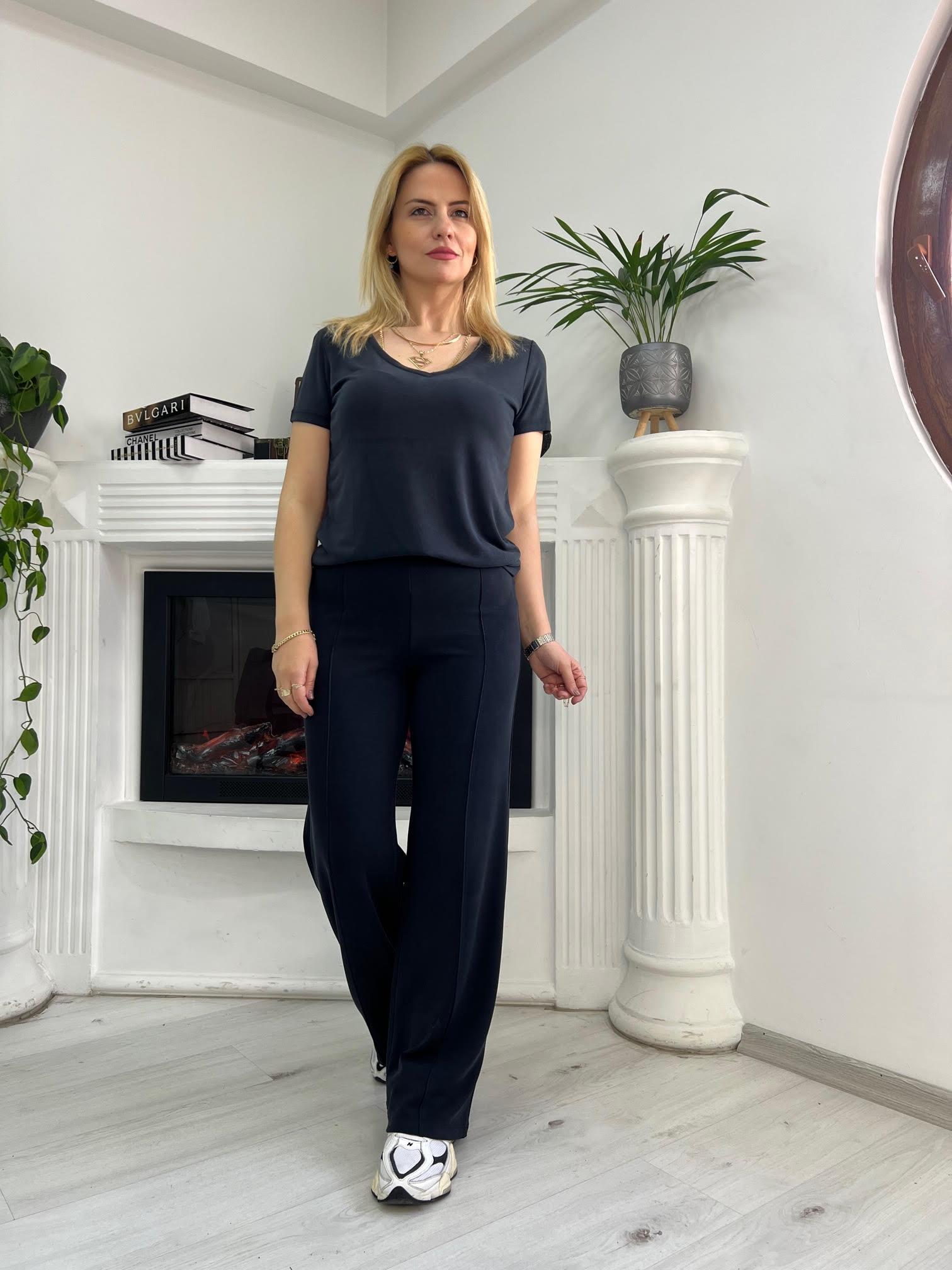 4571 V Yaka Tshirt SİYAH