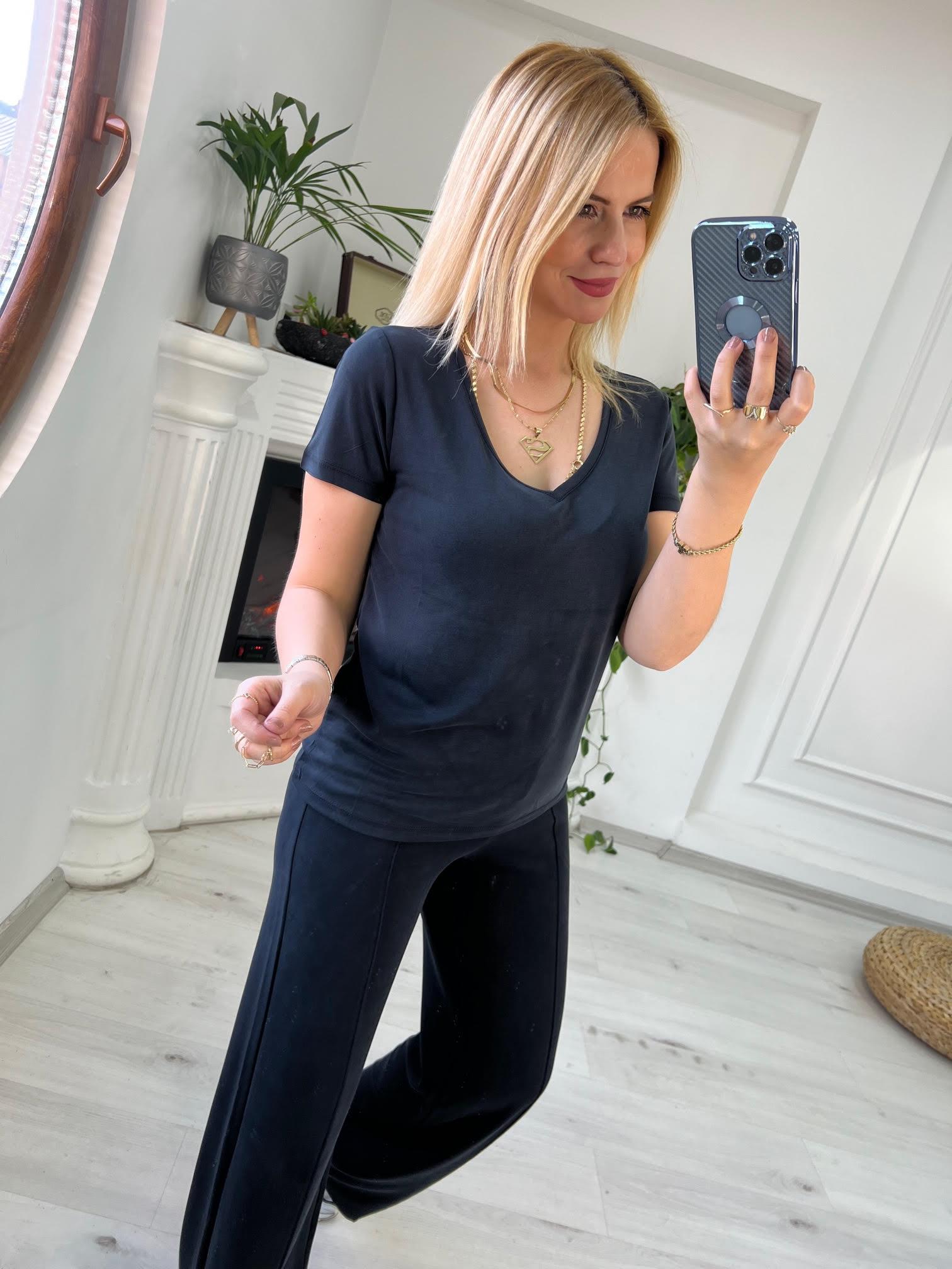 4571 V Yaka Tshirt SİYAH