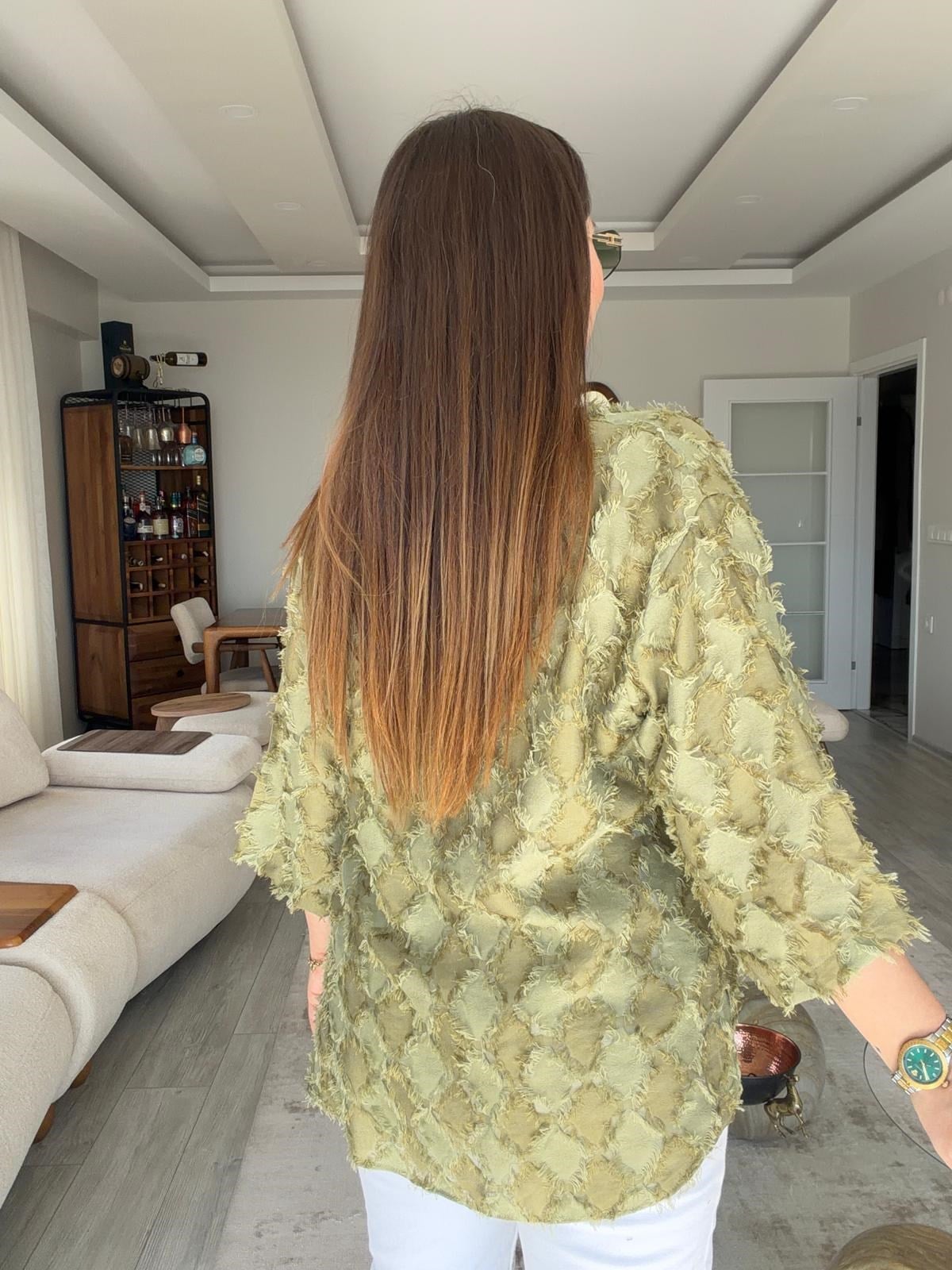 460 Önü Bağlamalı Kimono Ceket YEŞİL