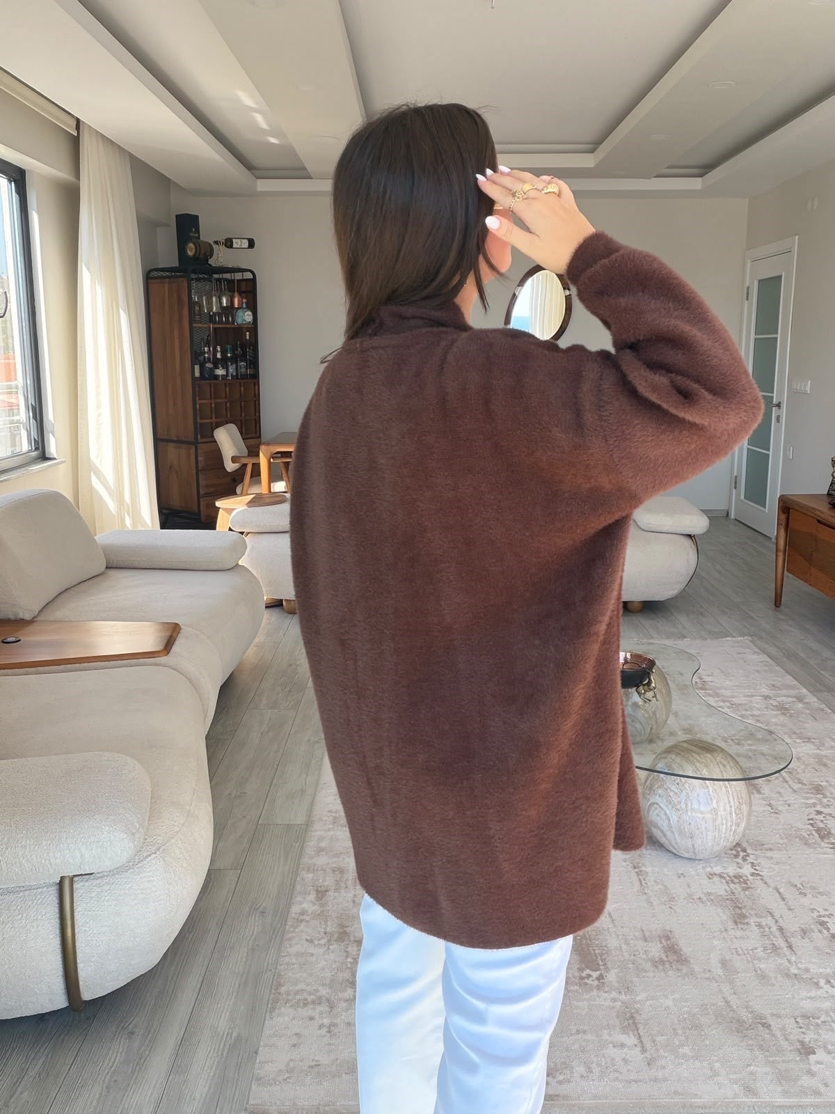 4602 Kısa Yumoş Hırka KAHVE