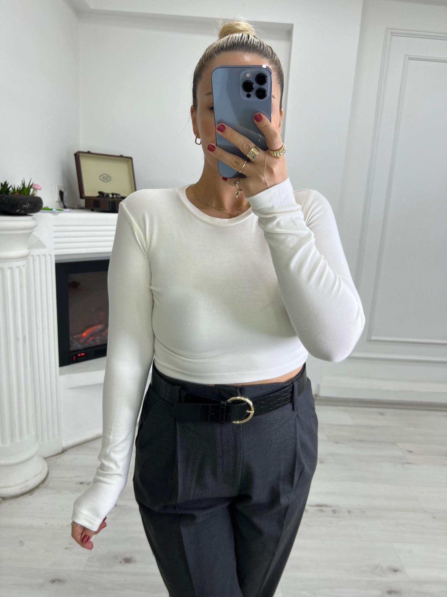 4632 Kısa Bluz BEYAZ