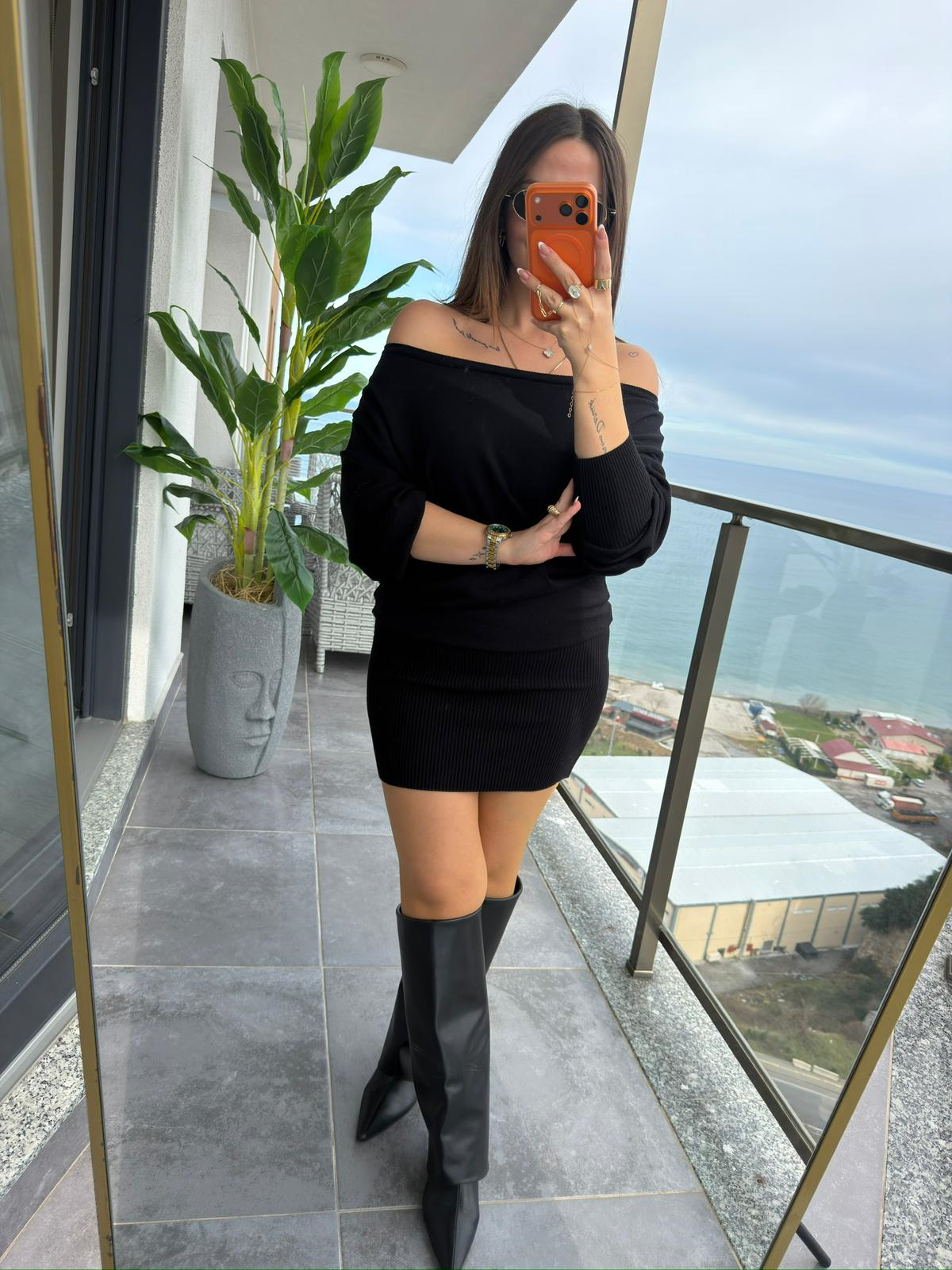 4633 Ribana Mini Elbise SİYAH