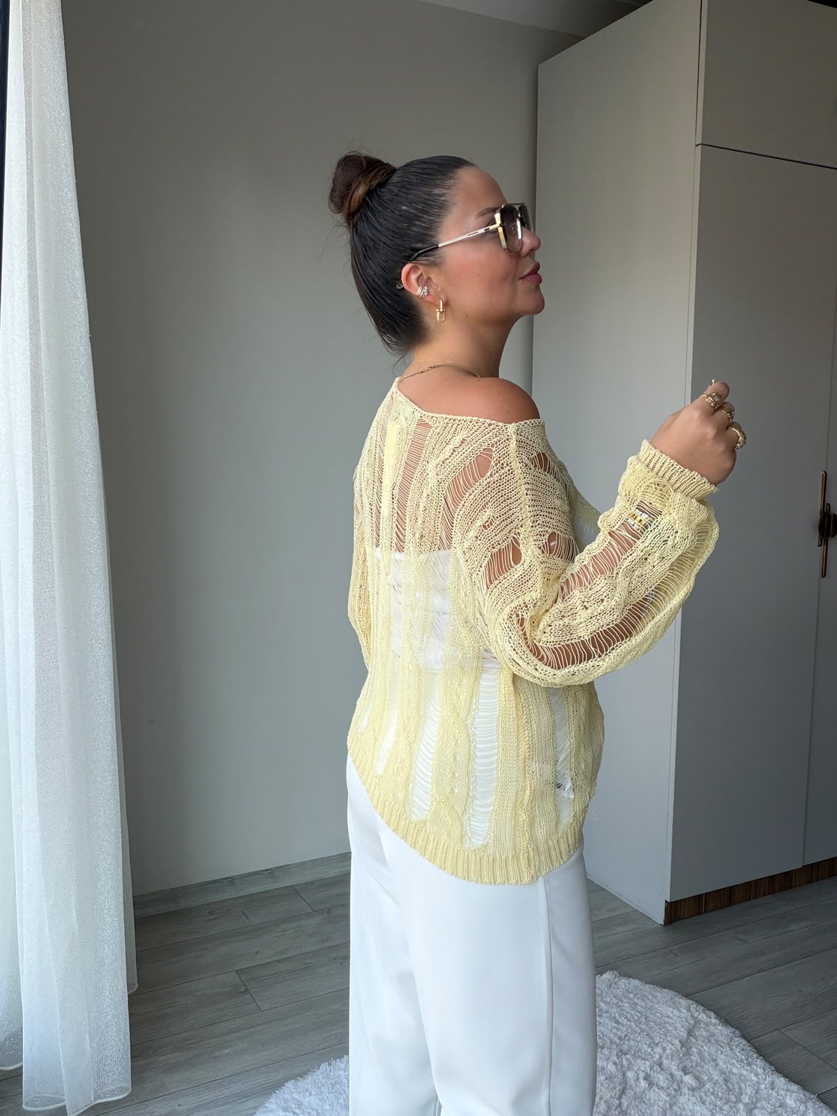 4745 Ajurlu Bluz SARI