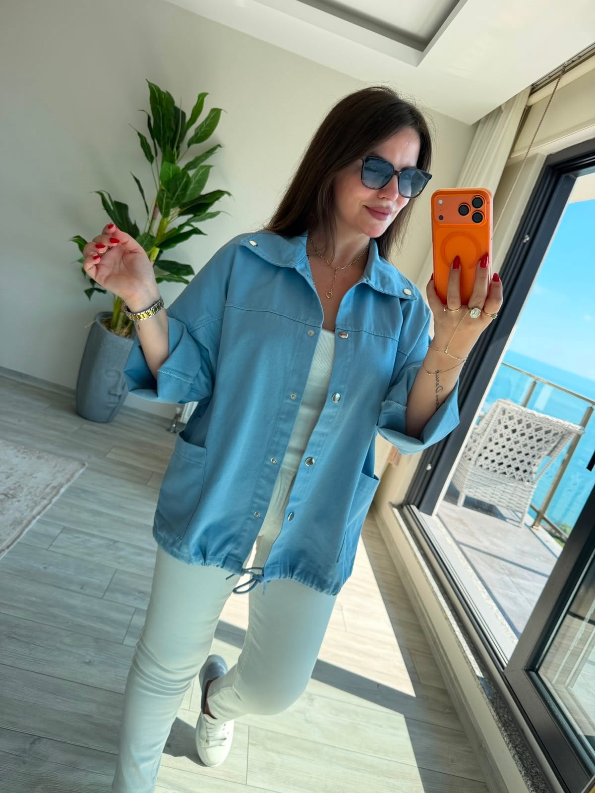 476 Owersize Ceket BEBE MAVİ