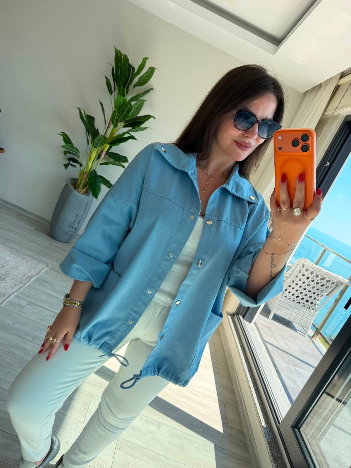 476 Owersize Ceket BEBE MAVİ