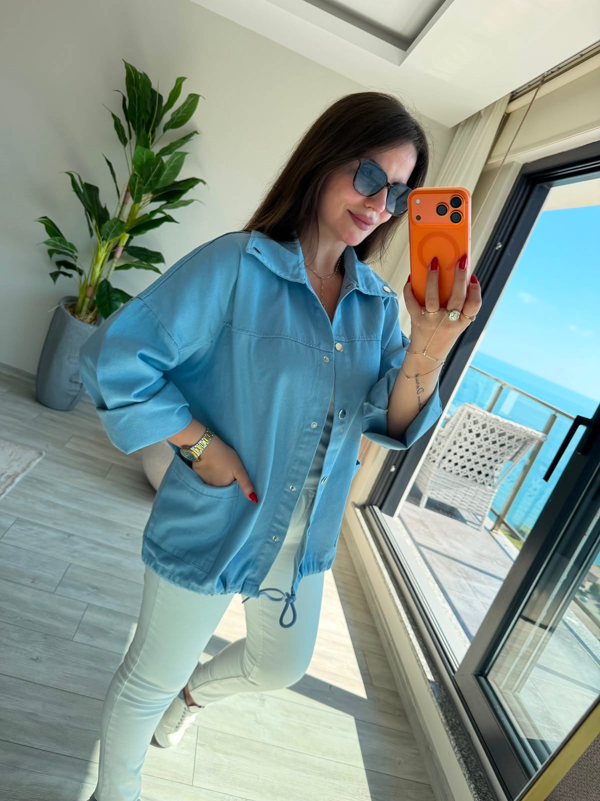 476 Owersize Ceket BEBE MAVİ