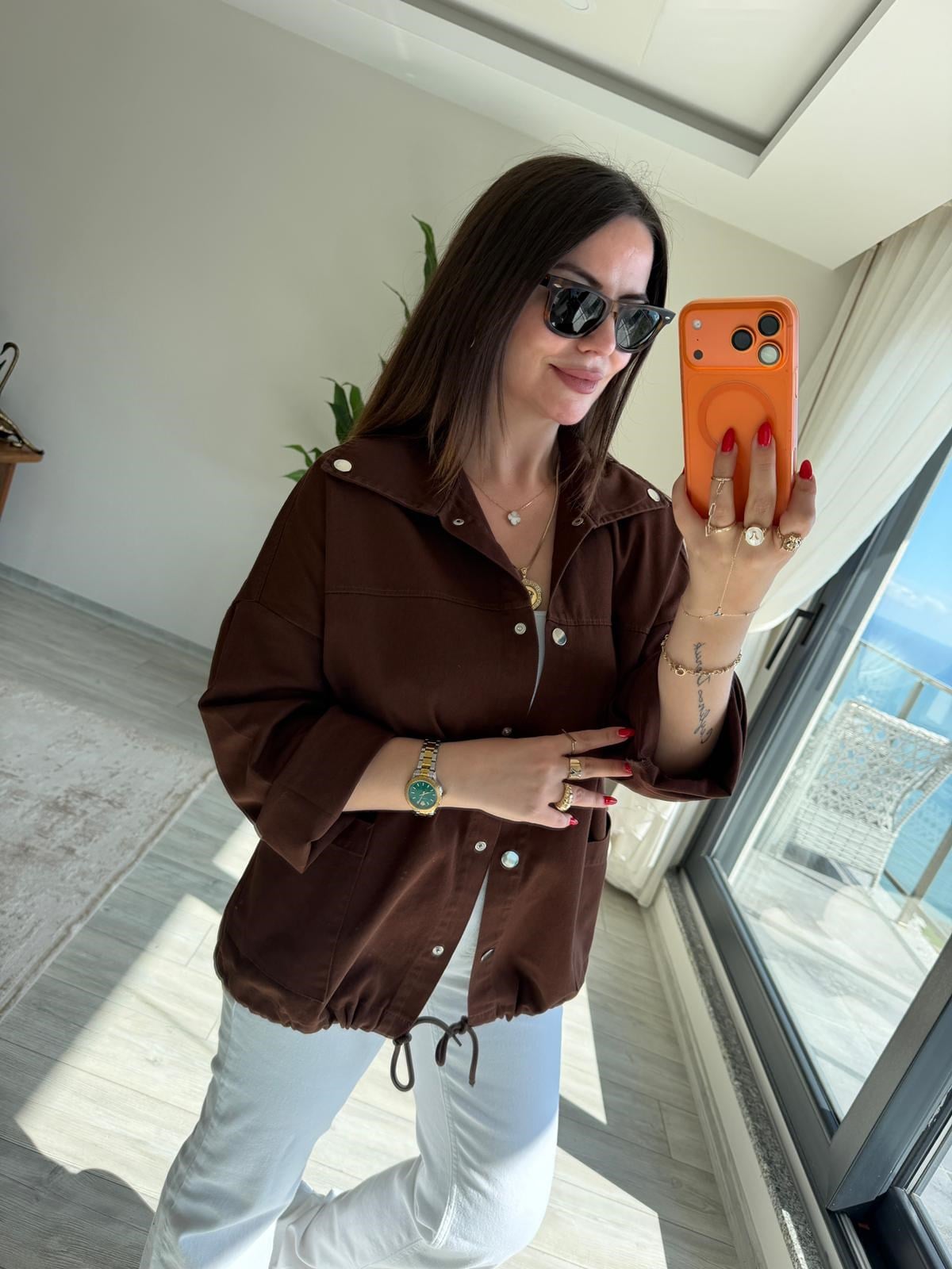 476 Owersize Ceket KAHVE