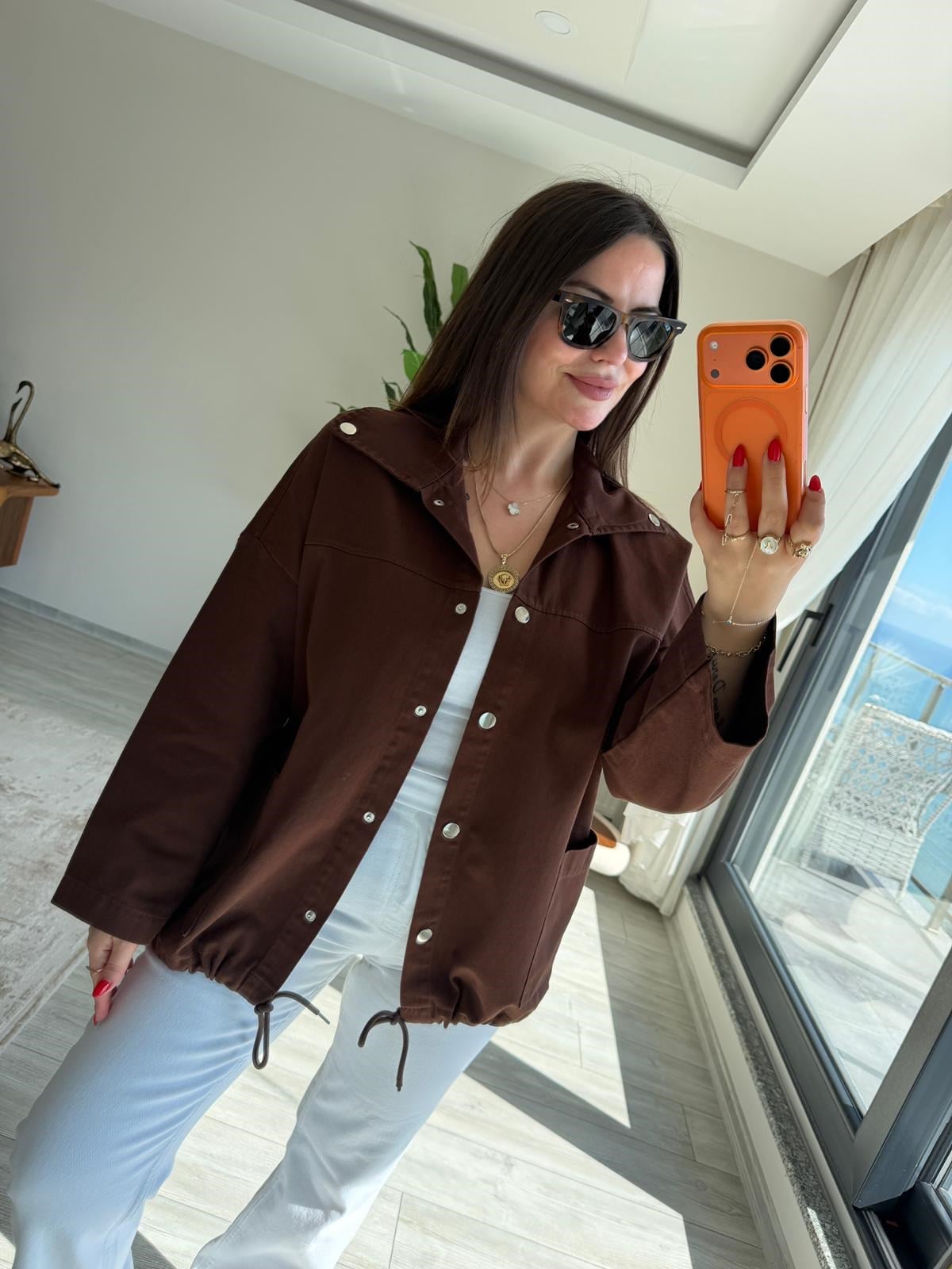 476 Owersize Ceket KAHVE