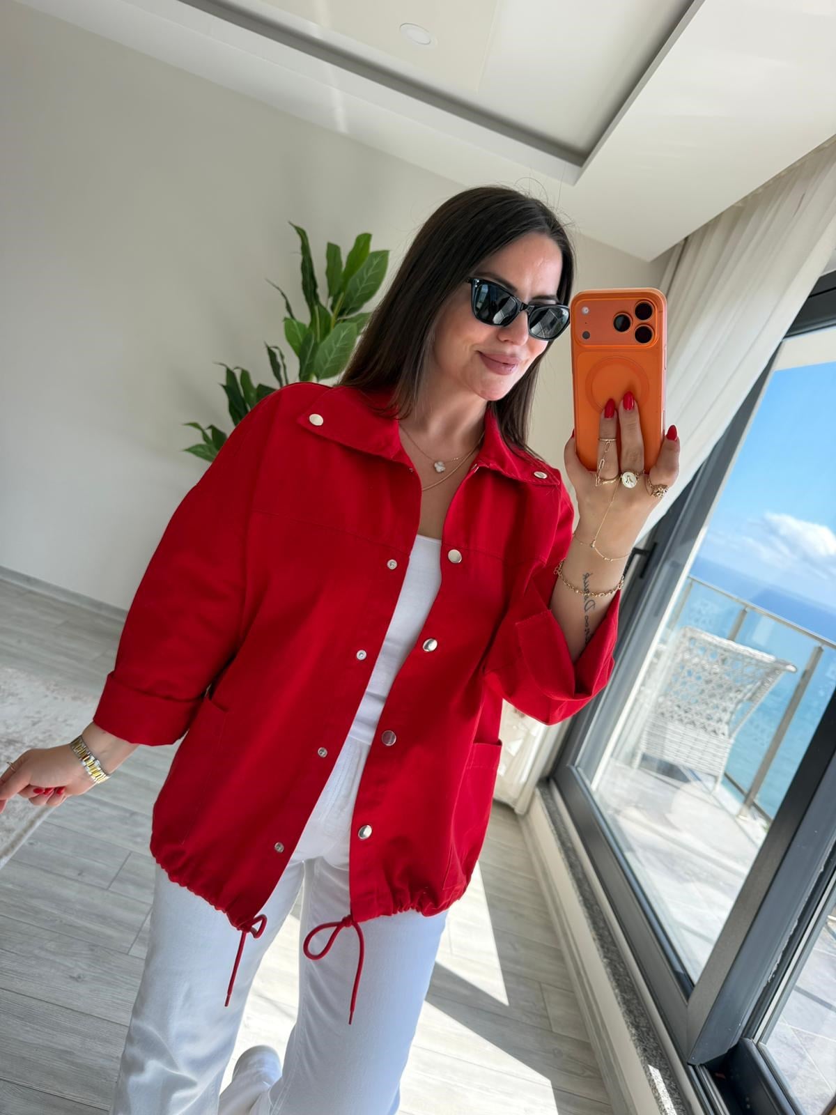476 Owersize Ceket KIRMIZI