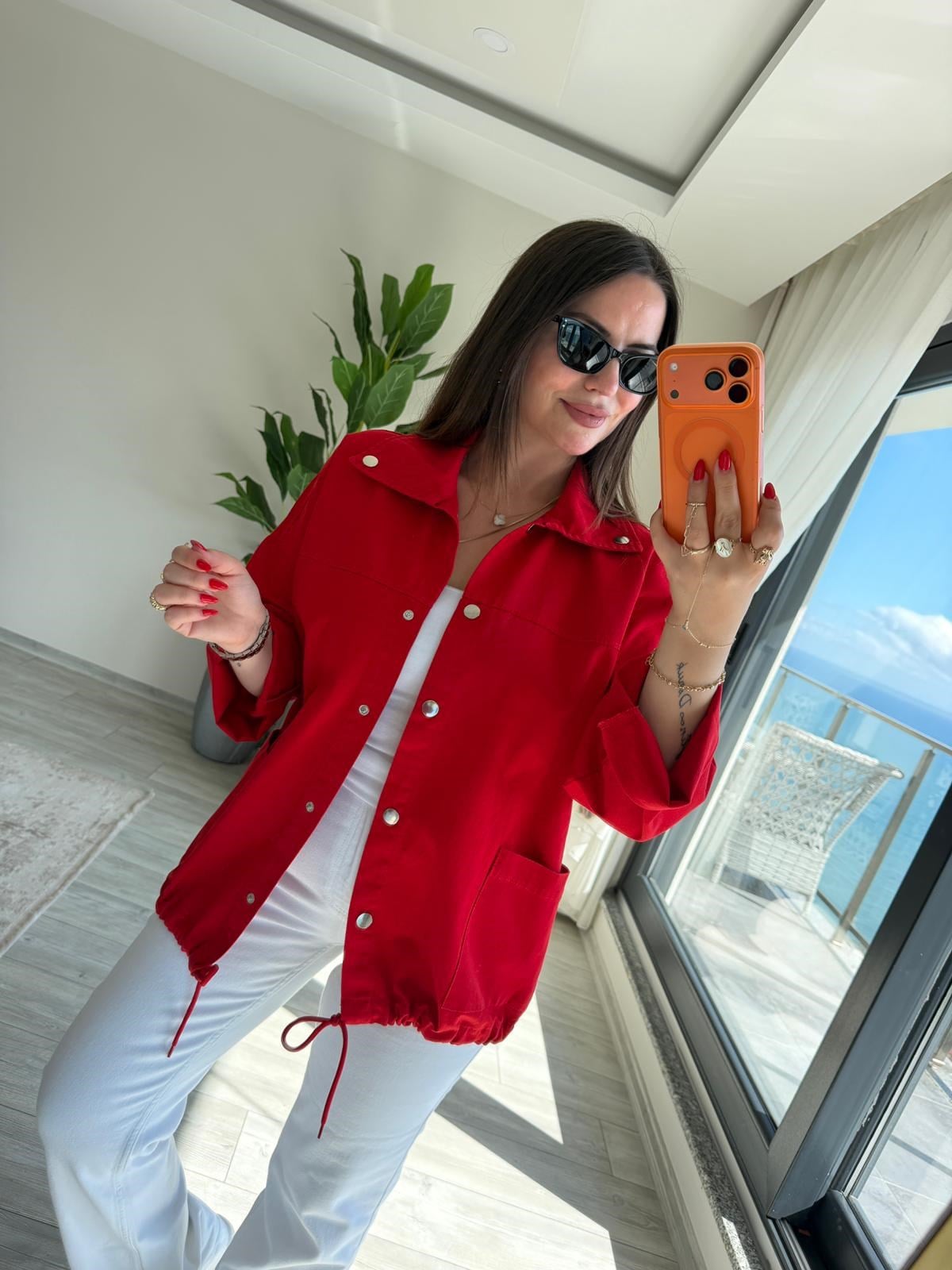 476 Owersize Ceket KIRMIZI