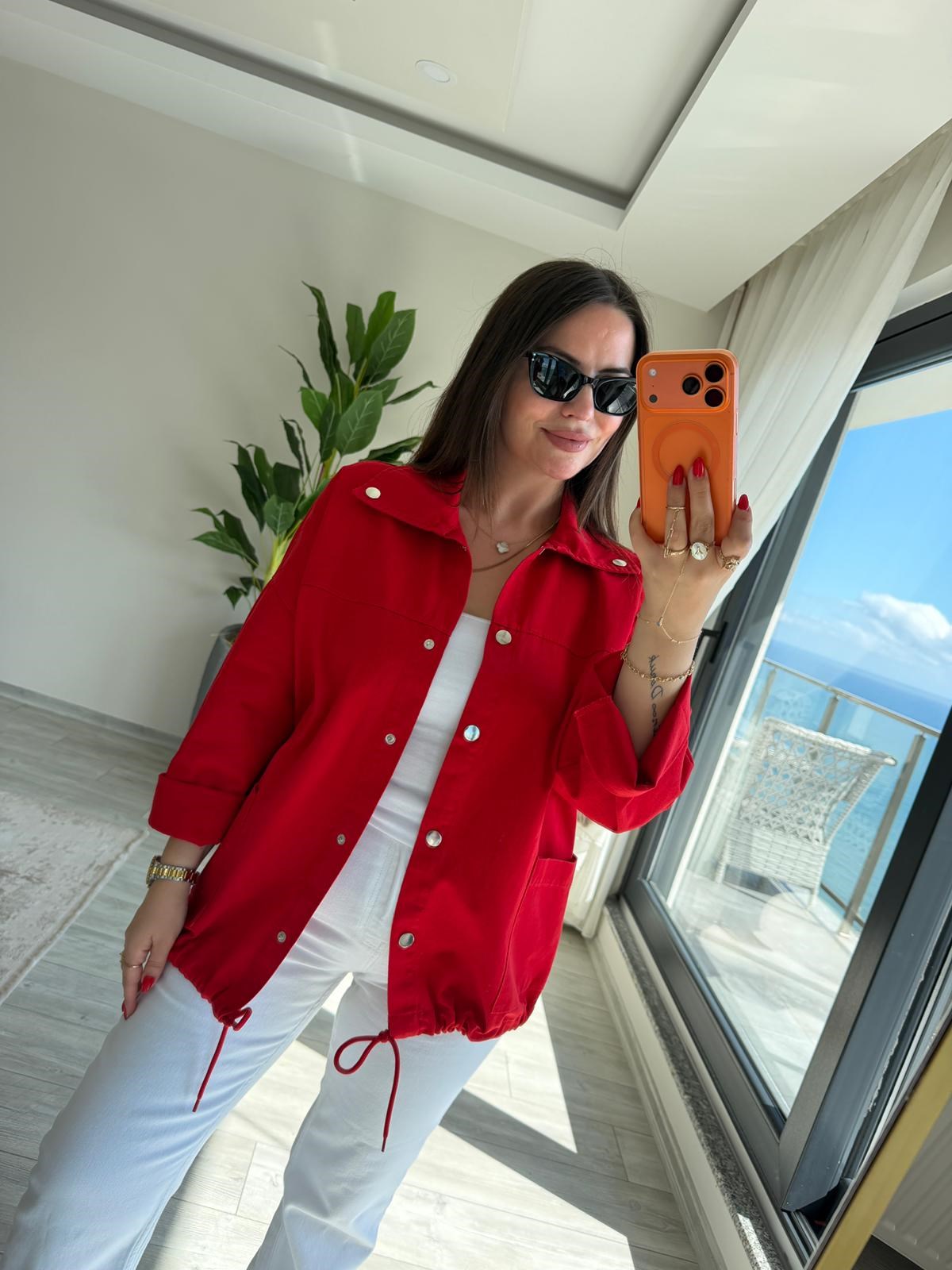 476 Owersize Ceket KIRMIZI