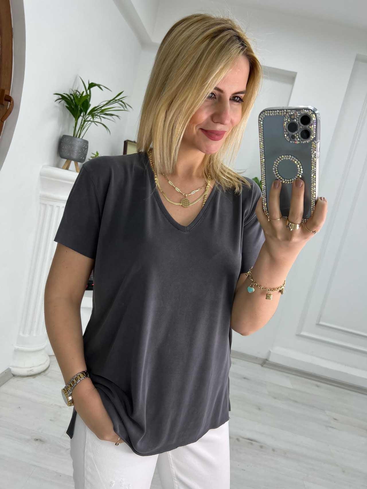 4791 V Yaka Tshirt ANTRESİT