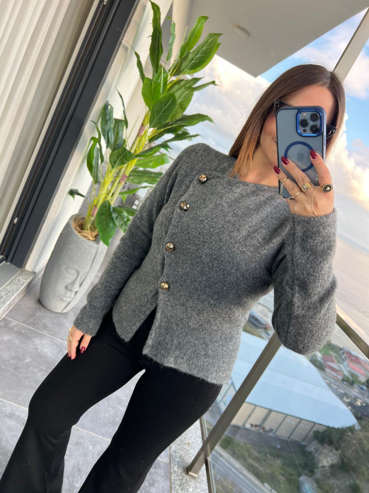 4897 Kapaklı Hırka ANTRESİT