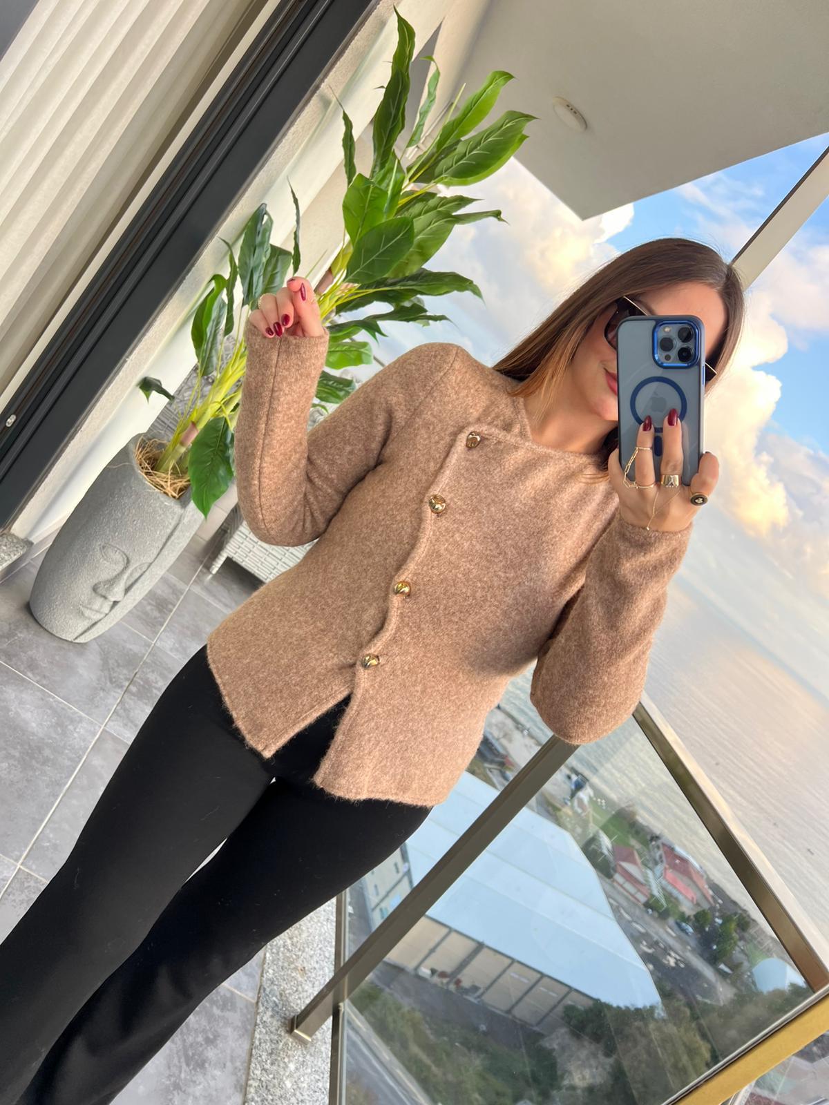 4897 Kapaklı Hırka CAPPUCINO