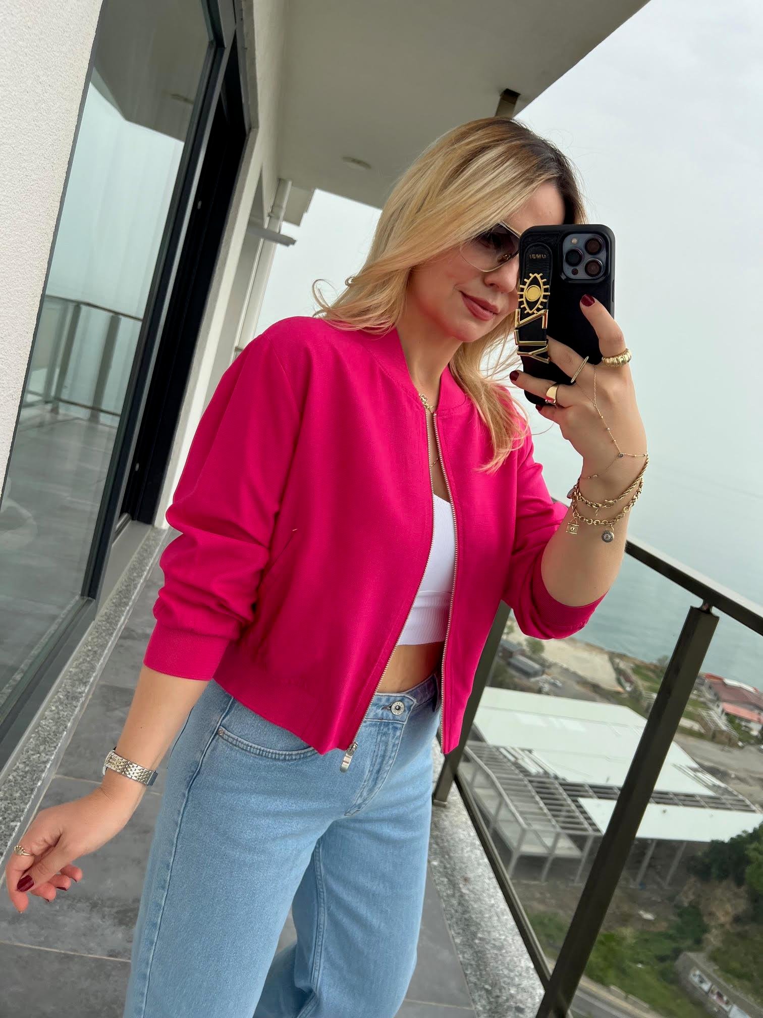 4926 Fermuarlı Ceket FUŞYA