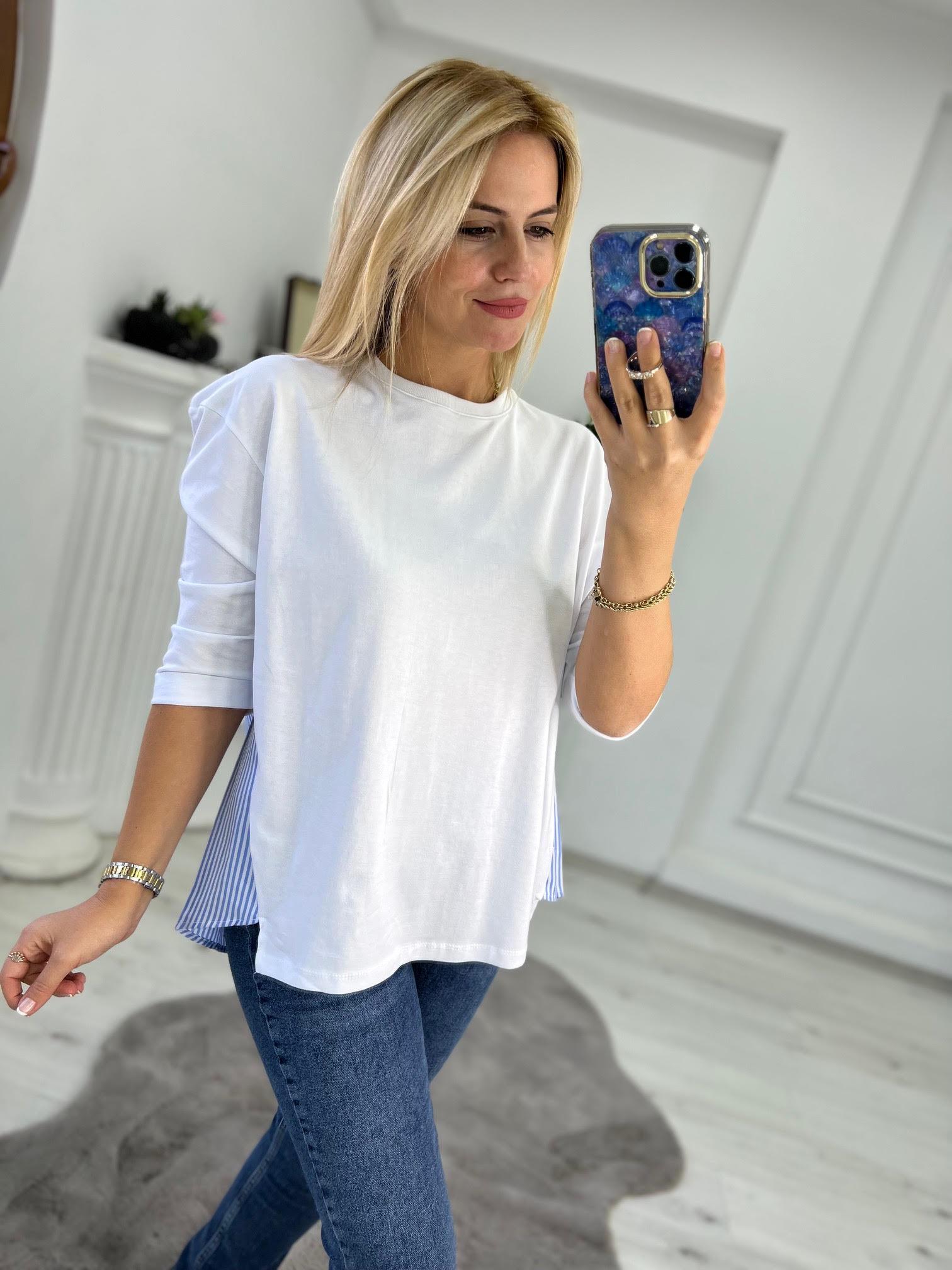 5004 Arkası Dokuma Tshirt BEYAZ
