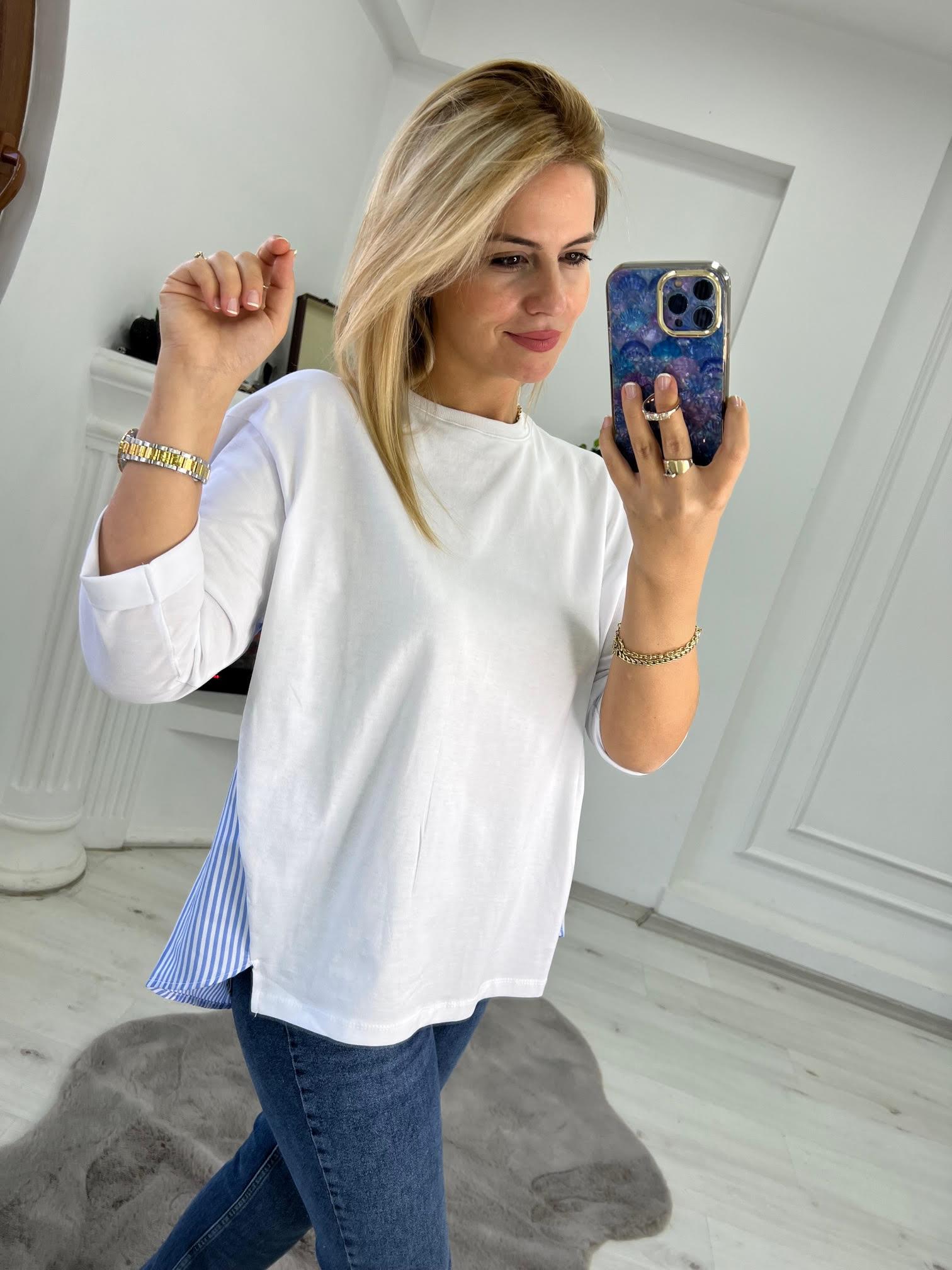 5004 Arkası Dokuma Tshirt BEYAZ